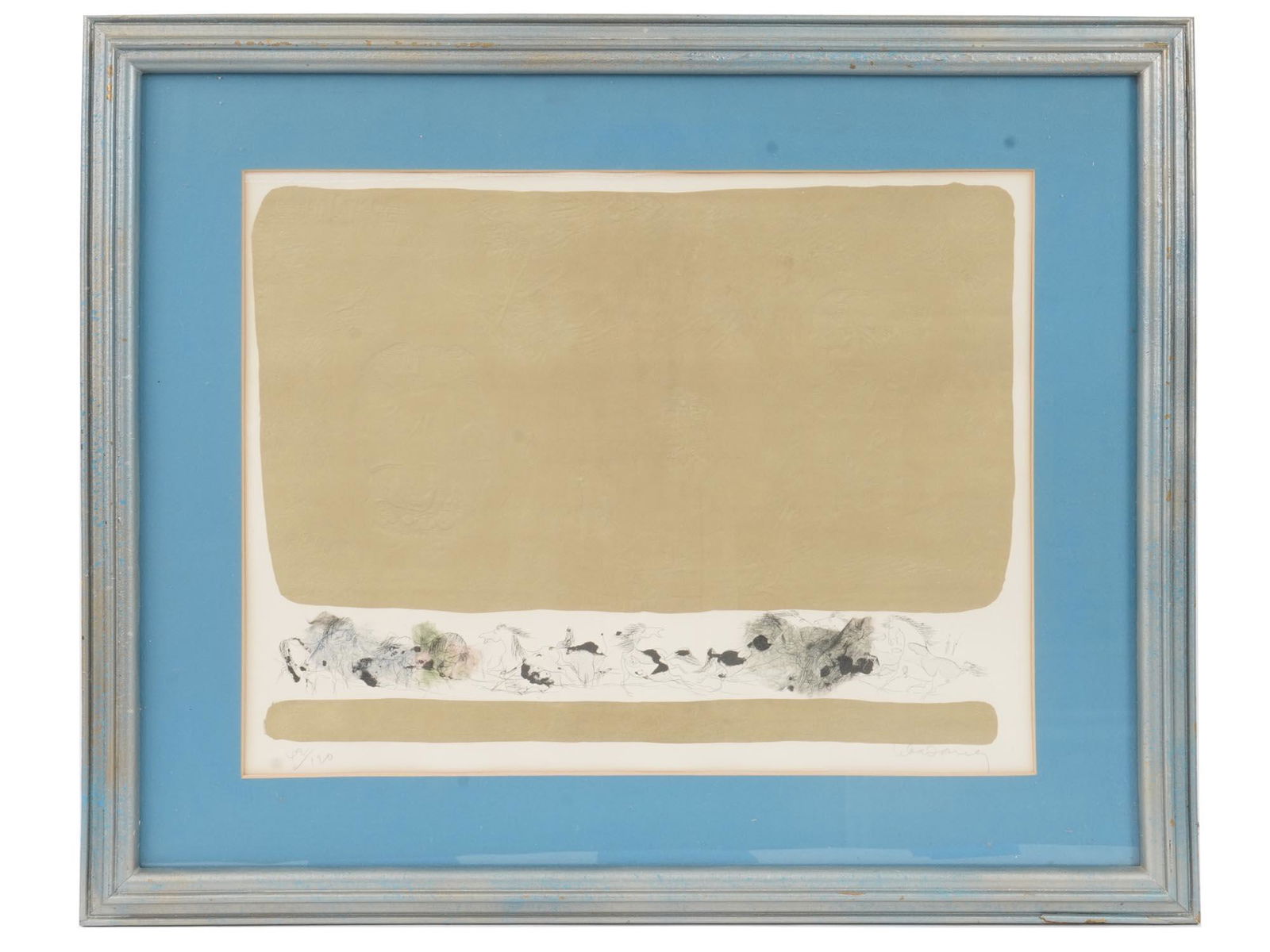 GUILLAUME STYLE INTAGLIO COLOR PRINT HORSES SIGNED (1 of 7)