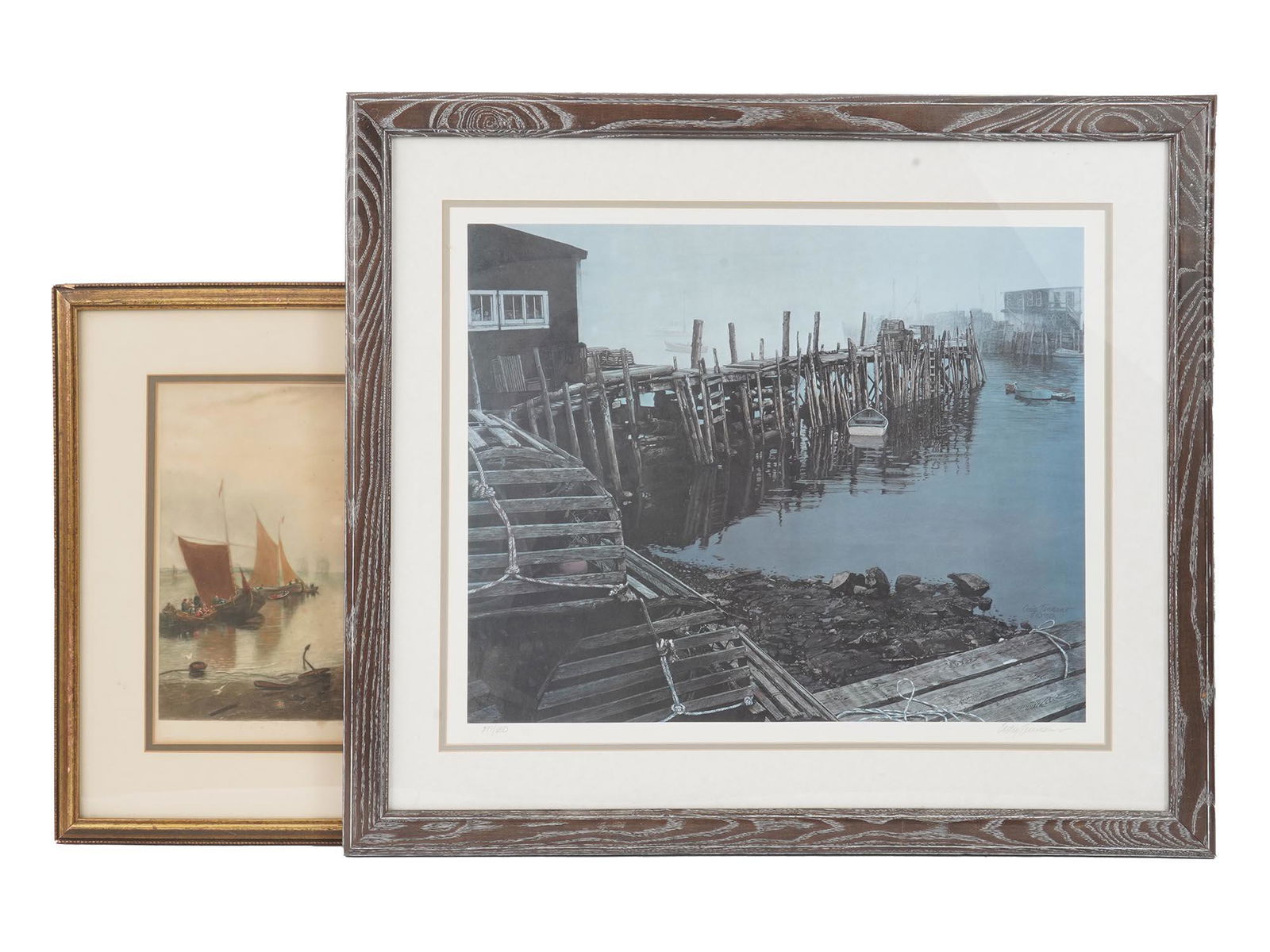 ANTIQUE AND VINTAGE MARINE LITHO PRINTS SIGNED (1 of 12)