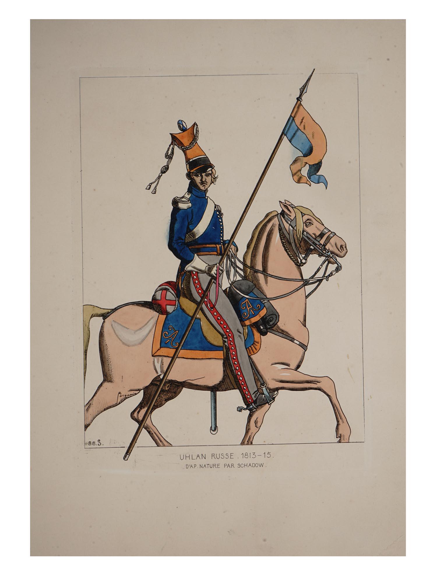 ANTIQUE HAND COLORED MILITARY ETCHING BY SCHADOW (1 of 6)