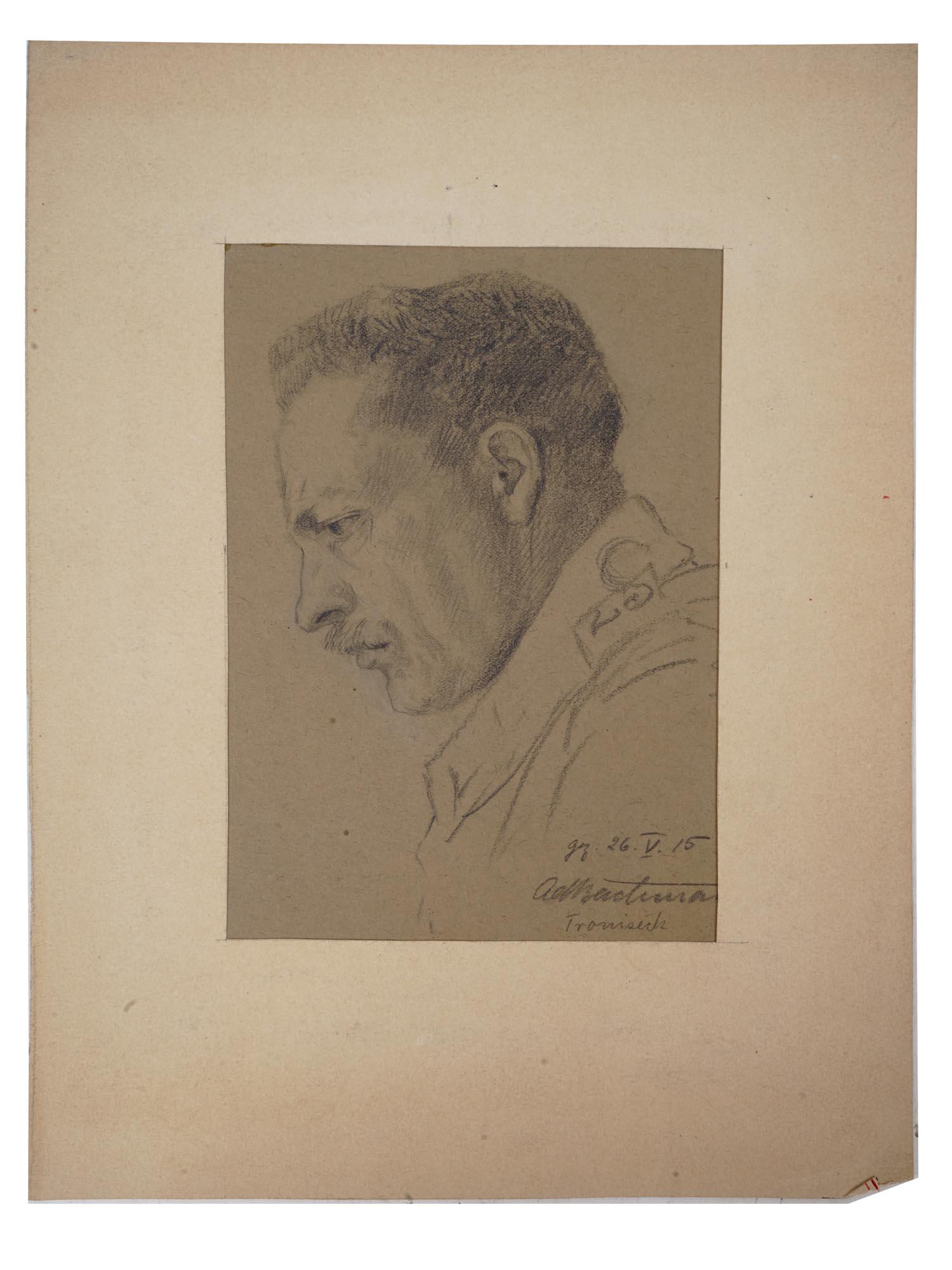 1915 GERMAN PENCIL DRAWING MALE PORTRAIT SIGNED (1 of 5)