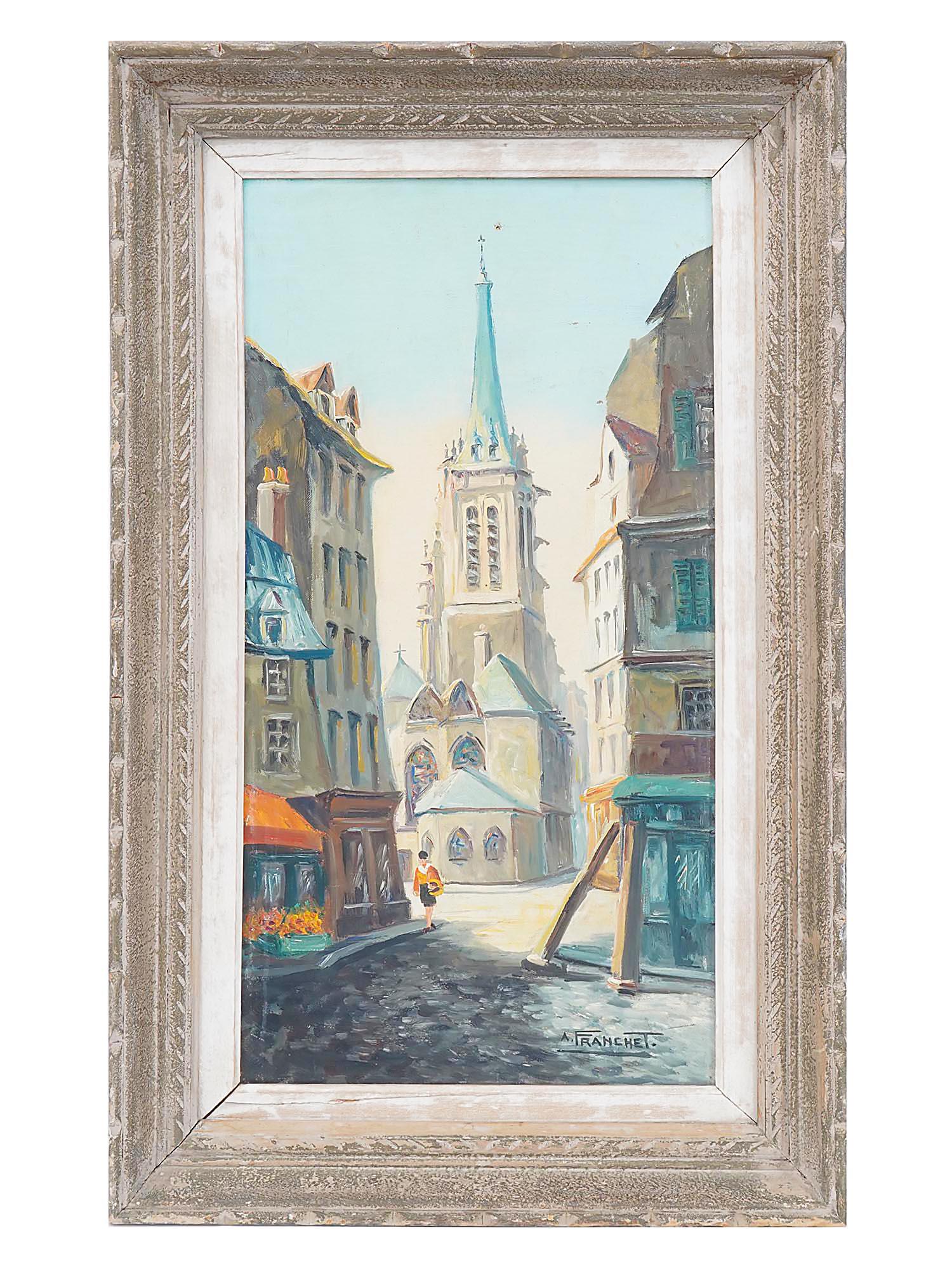 FRENCH CITYSCAPE OIL PAINTING BY ANDRE FRANCHET (1 of 8)