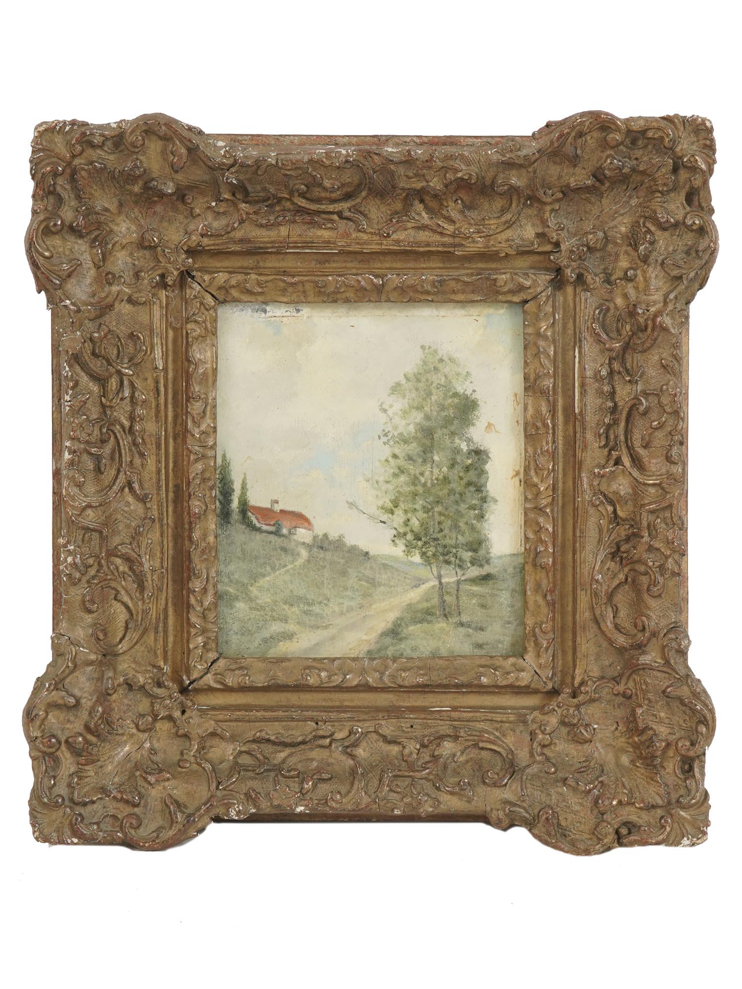 ANTIQUE MINIATURE LANDSCAPE PAINTING FRAMED (1 of 6)