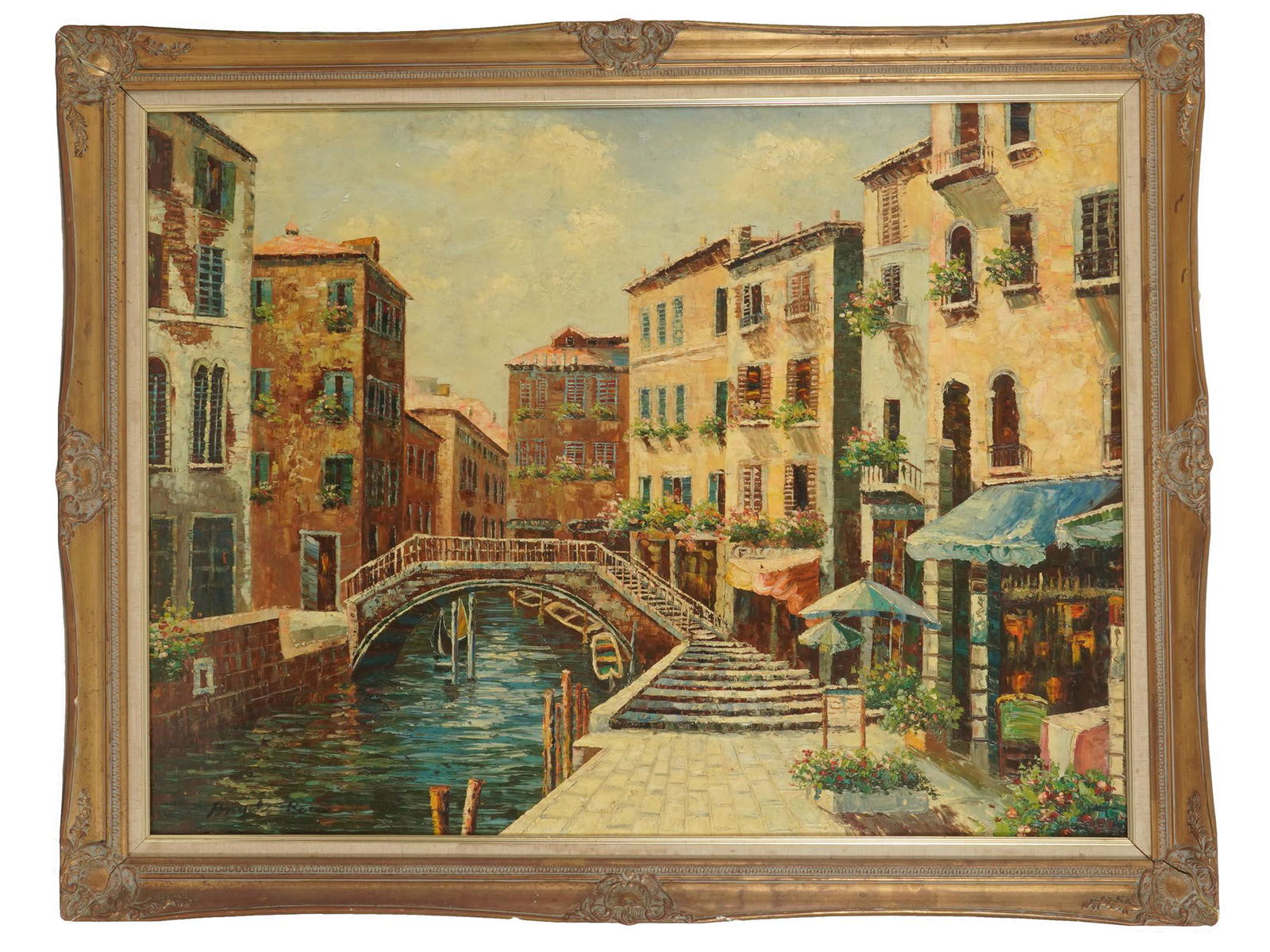FRAMED PAINTING VIEW OF VENICE SIGNED ANYER ROU (1 of 6)