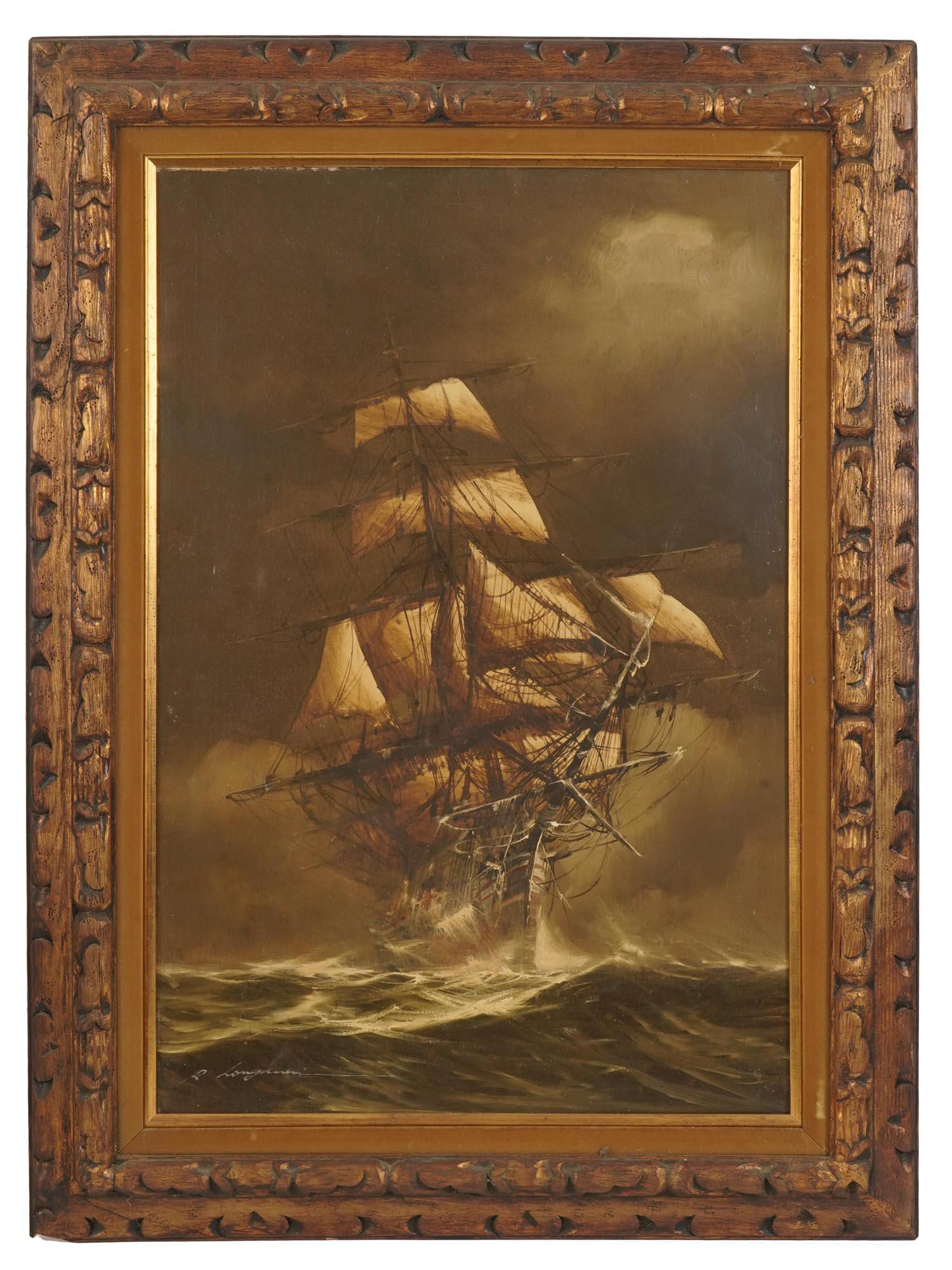 SAILING SHIP OIL PAINTING SIGNED RENATO LONGANESI (1 of 7)