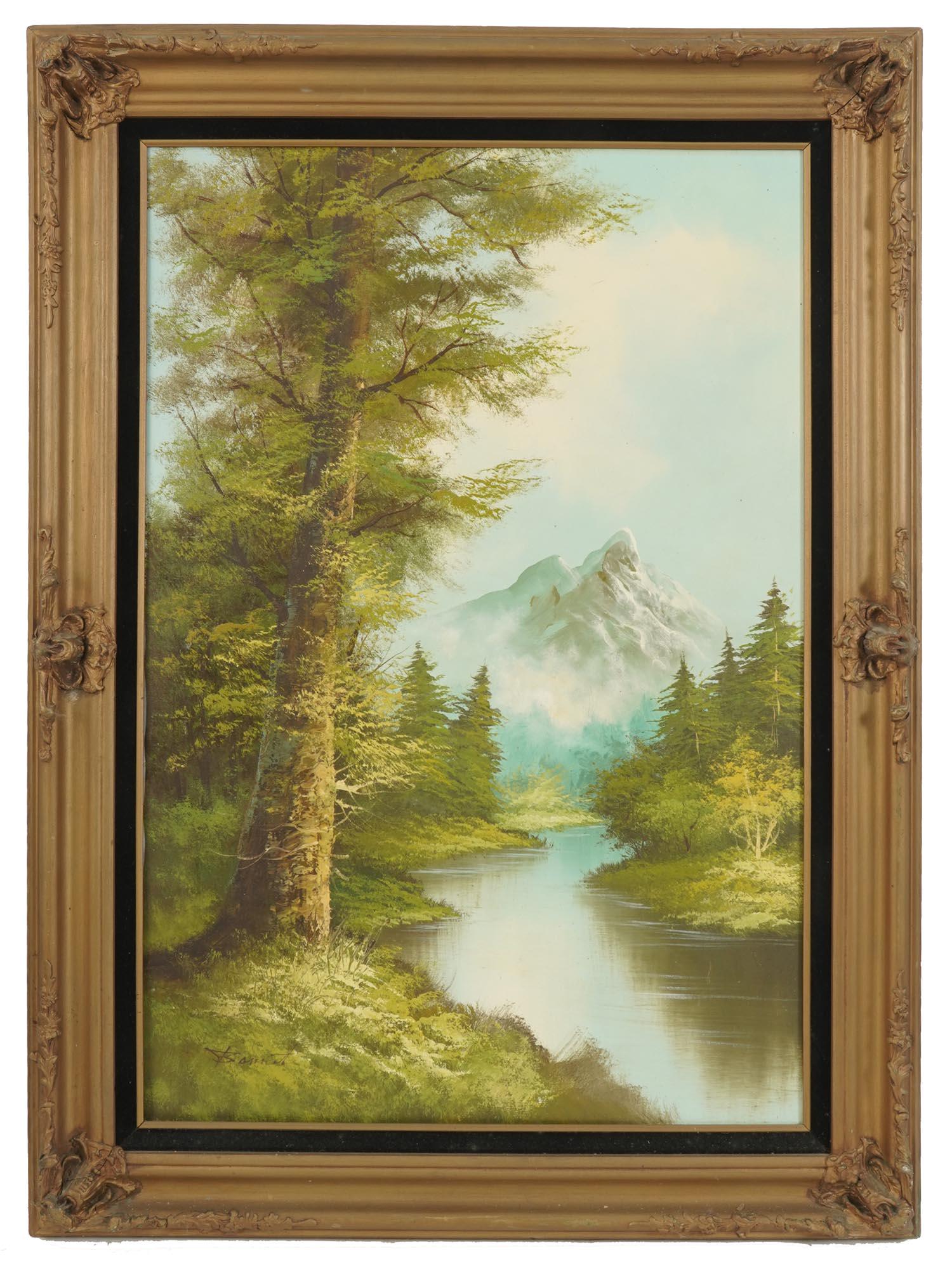 FRAMED MOUNTAIN LANDSCAPE PAINTING SIGNED BANNETE (1 of 6)