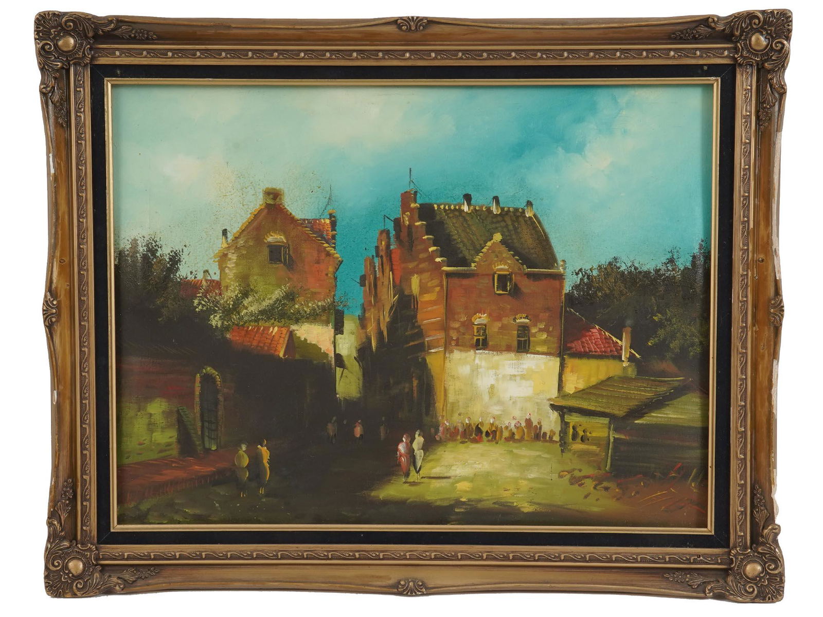 IMPRESSIONIST DUTCH CITYSCAPE OIL PAINTING FRAMED (1 of 7)