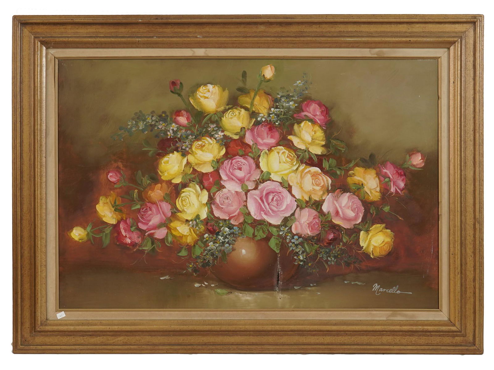 MID CENTURY ROSES IN VASE STILL LIFE PAINTING (1 of 9)