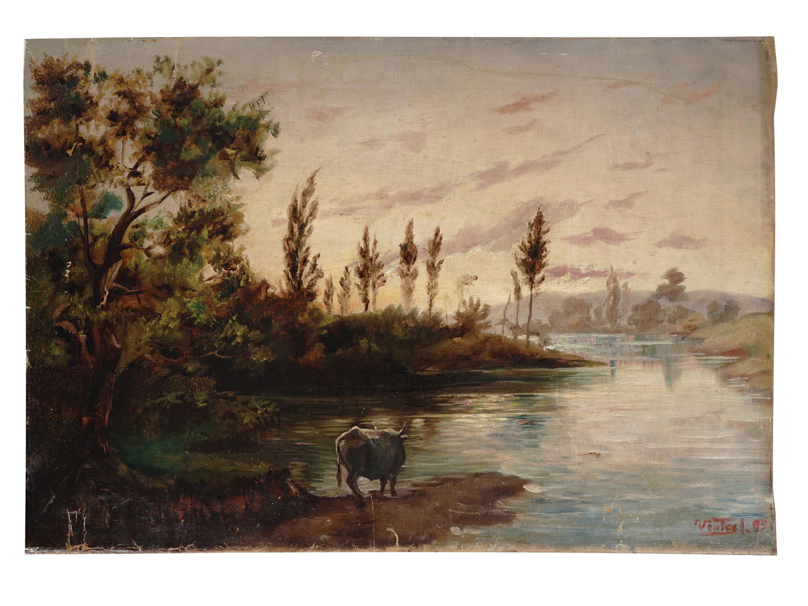 ANTIQUE 19TH CENTURY OIL PAINTING SIGNED VENTSEL (1 of 7)