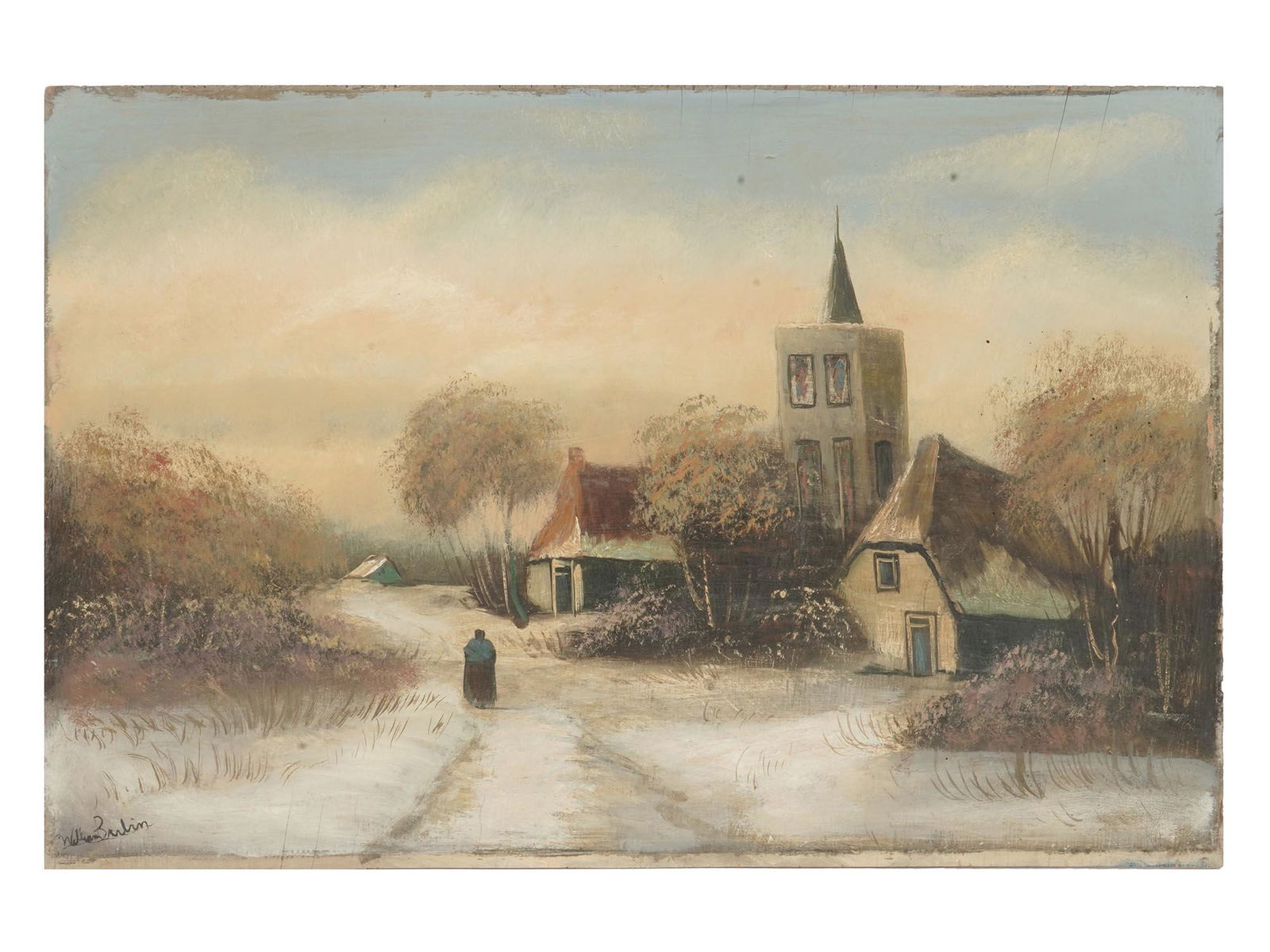 WINTER LANDSCAPE PAINTING SIGNED WILLIAM BARLIN (1 of 6)