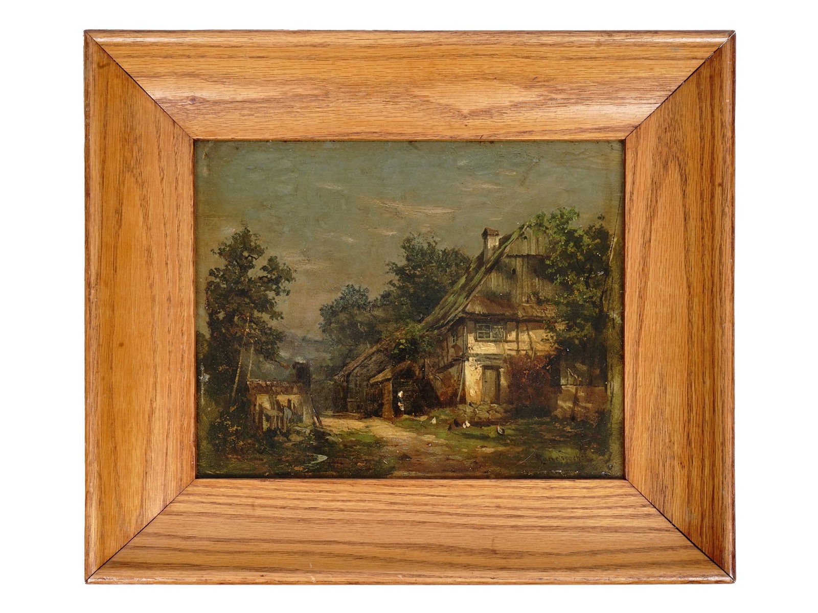 RURAL LANDSCAPE OIL PAINTING SIGNED RUMELSPACHER (1 of 6)