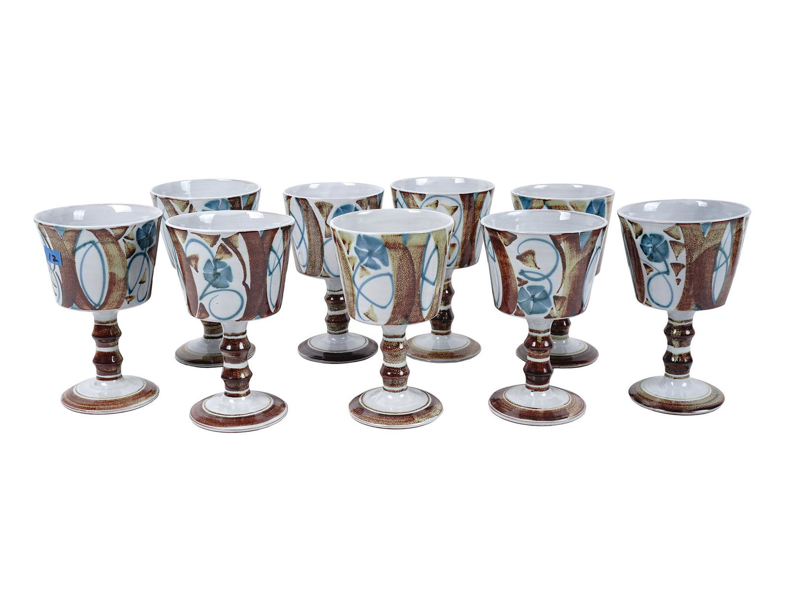 MID CENTRUY ALAN CAIGER SMITH CERAMIC GOBLETS SET (1 of 9)