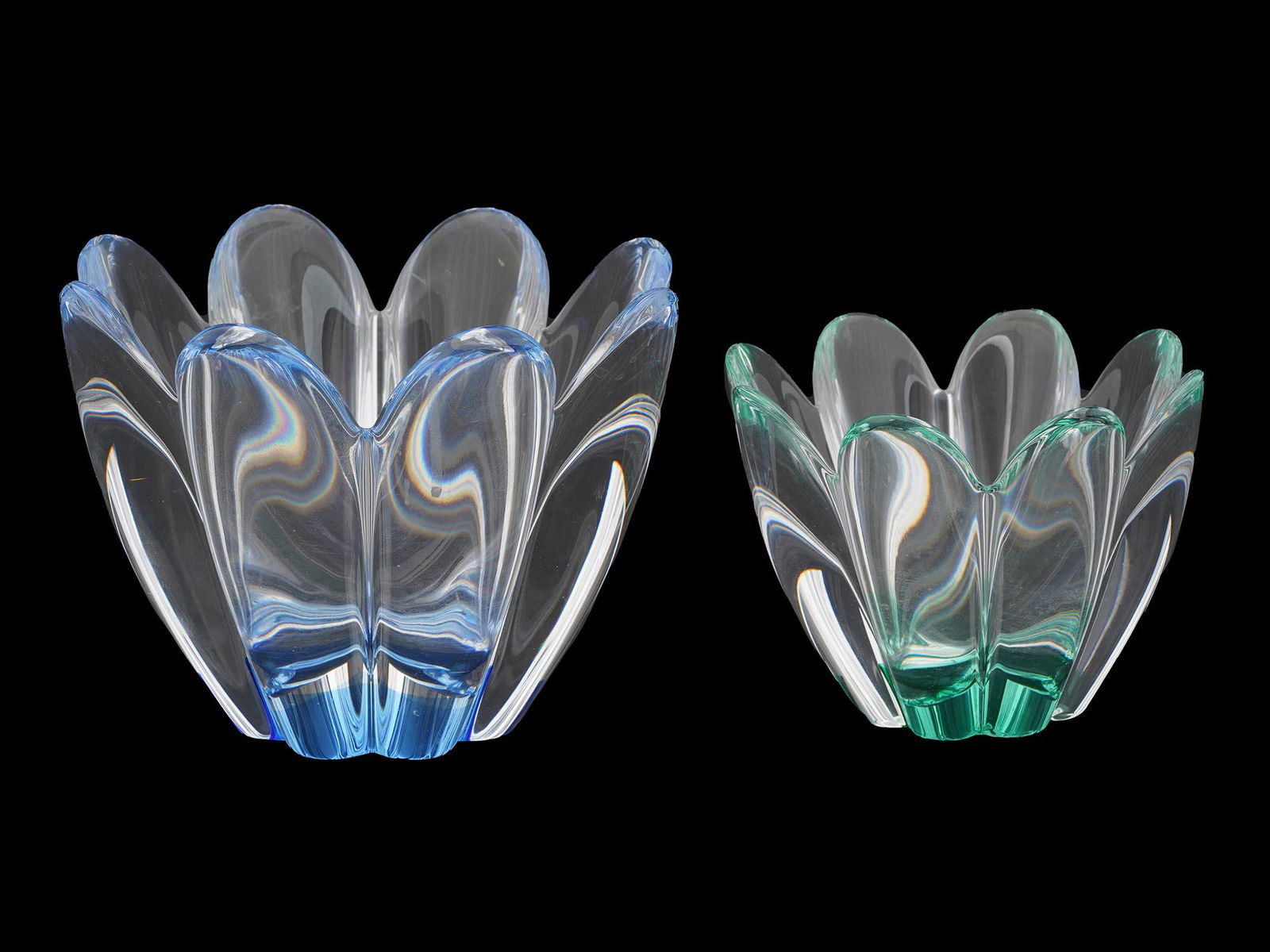 TWO CUT GLASS MAYFLOWER BOWLS BY ORREFORS SWEDEN (1 of 6)
