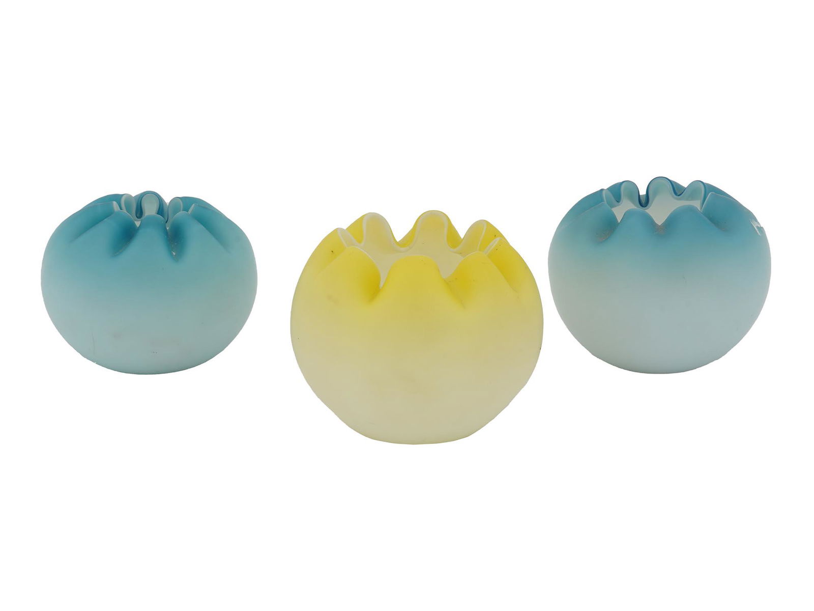 ANTIQUE MT WASHINGTON SATIN GLASS ROSE VASES SET (1 of 4)