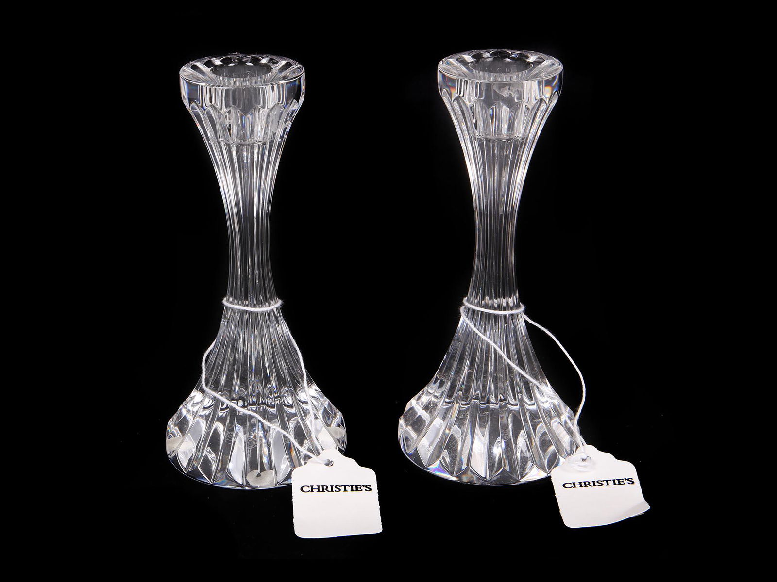 TWO VINTAGE FRENCH BACCARAT CRYSTAL CANDLESTICKS (1 of 6)