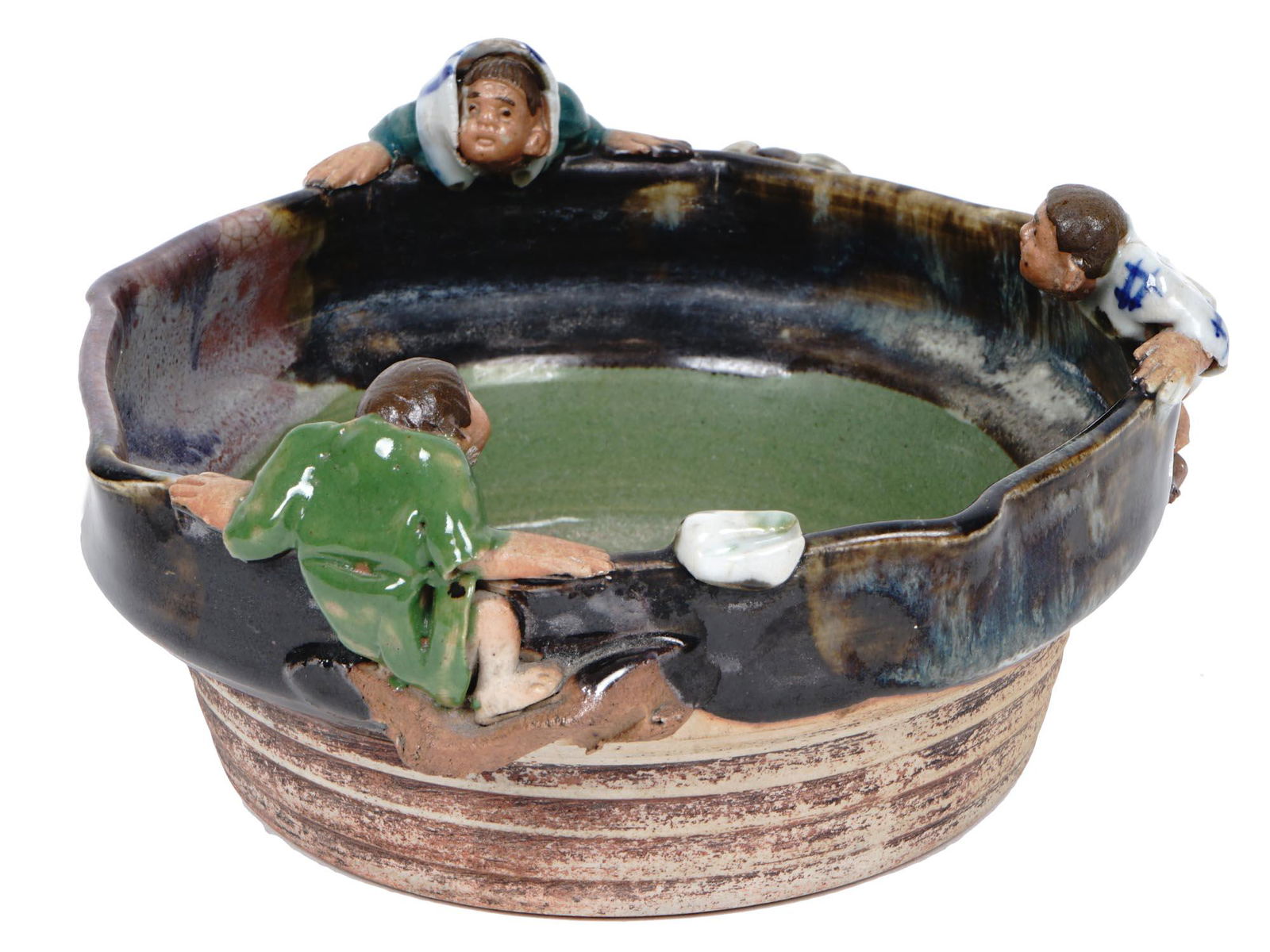 ANTIQUE JAPANESE SUMIDA PORCELAIN BOWL W FIGURES (1 of 9)