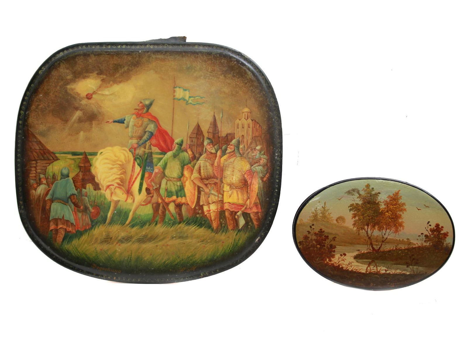 PAIR OF RUSSIAN USSR LACQUERED HAND PAINTED BOXES (1 of 12)