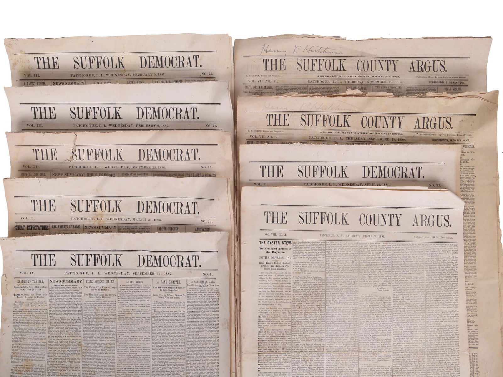 9 ANTIQUE THE SUFFOLK DEMOCRAT JOURNALS, 19TH C. (1 of 8)