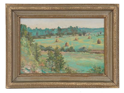 RUSSIAN RURAL OIL PAINTING BY MIKHAIL NESTEROV: Mikhail Vasilievich Nesterov, Russian, 1862 to 1942, oil painting on board depicting a rural forest landscape. Signed lower right. Framed. Additionally inscribed on the back. Mikhail Vasilyevich Neste