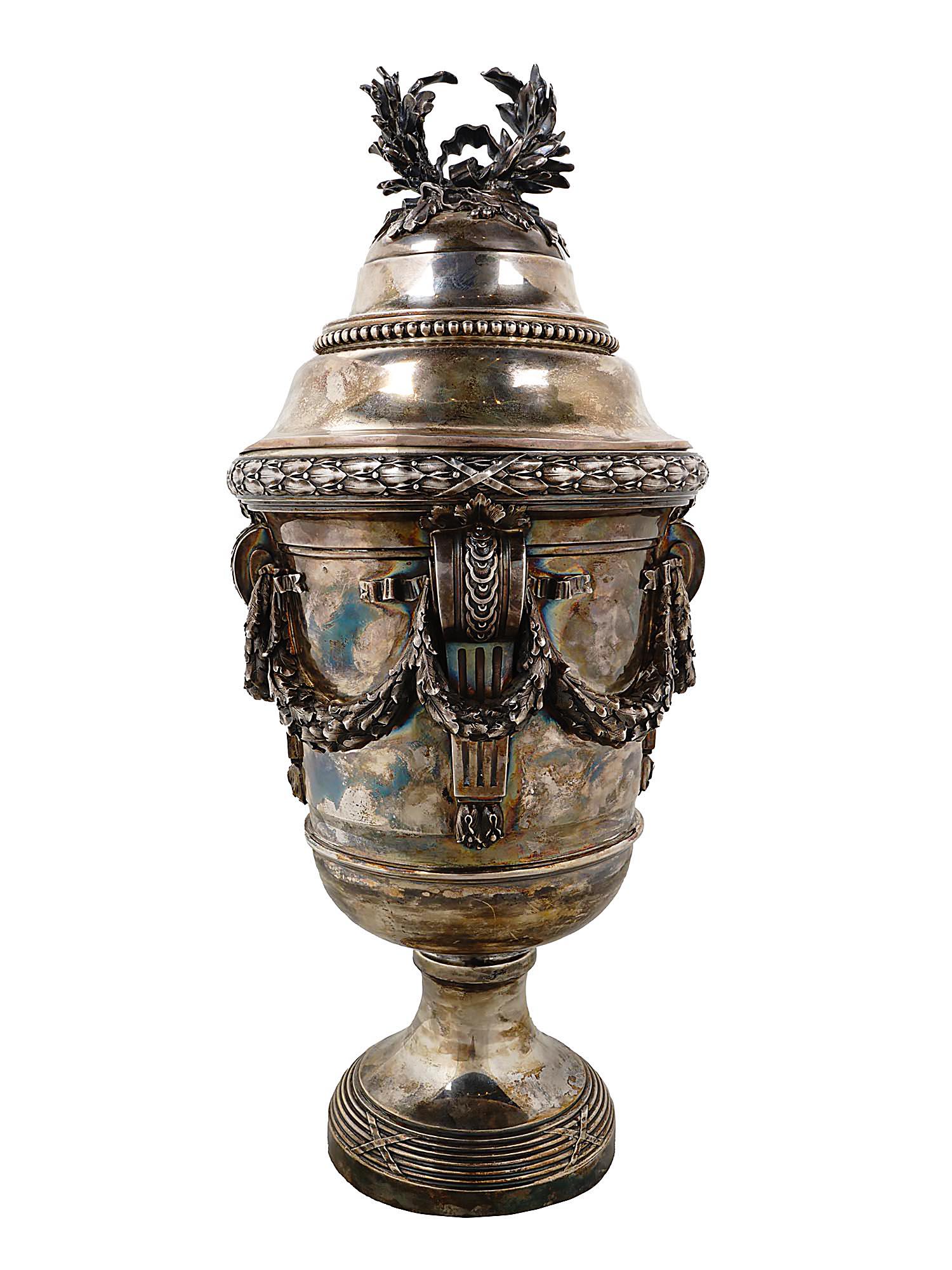 ANTIQUE LARGE FRENCH SILVER URN ATTR TO ODIOT (1 of 8)