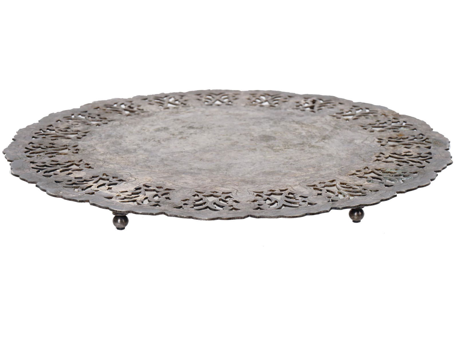 SILVER PLATED PIERCED FOOTED ROUND SERVING STAND (1 of 4)