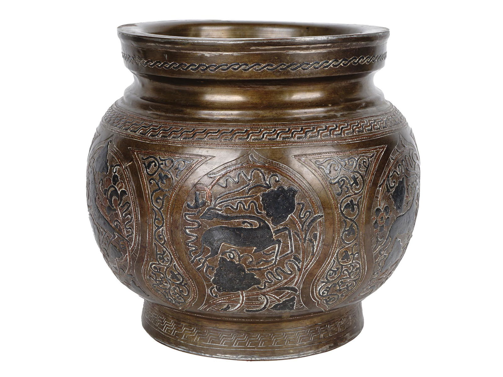 ANTIQUE ARABIC SYRIAN COOPER SILVER INLAID BOWL (1 of 9)