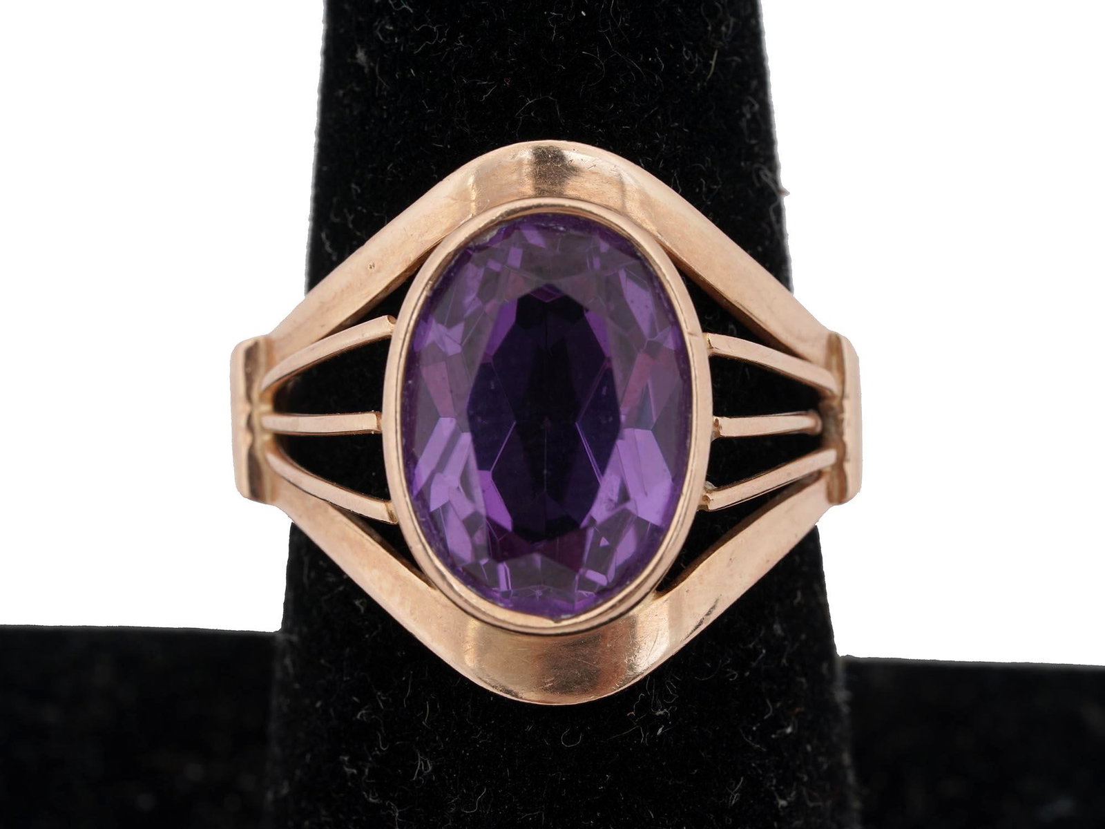 RUSSIAN SOVIET 583 GOLD RING WITH AMETHYST STONE (1 of 4)