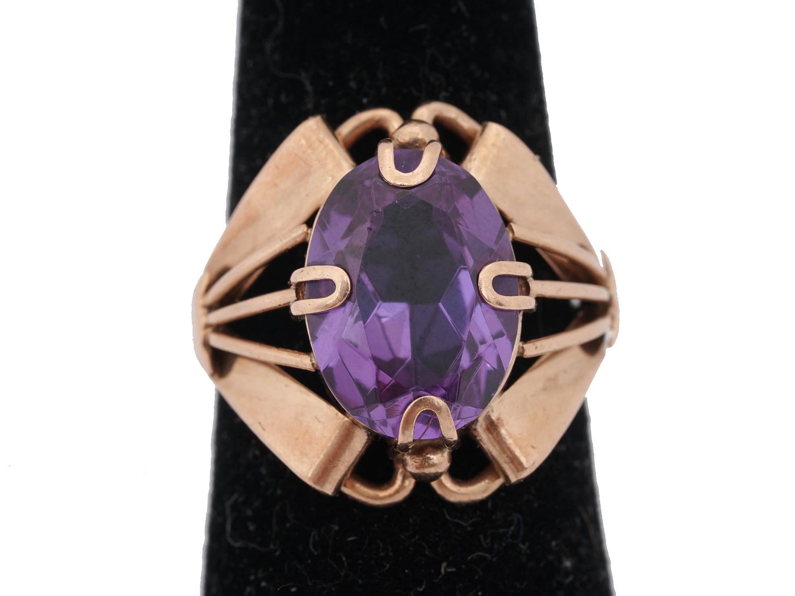 RUSSIAN SOVIET 583 GOLD RING WITH AMETHYST STONE (1 of 4)