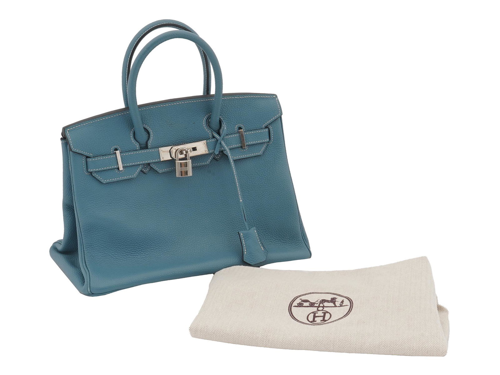 HERMES BIRKIN BLUE JEAN LEATHER HAND BAG (1 of 11)