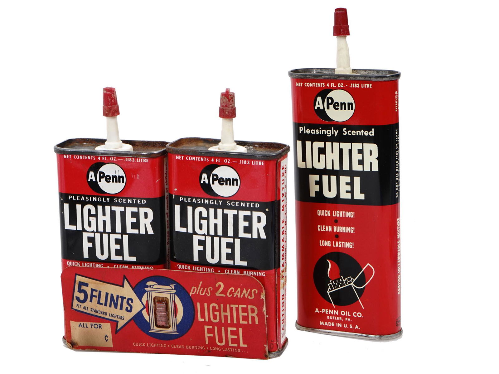 VINTAGE A PENN LIGHTER FUEL CANISTER COLLECTION (1 of 7)