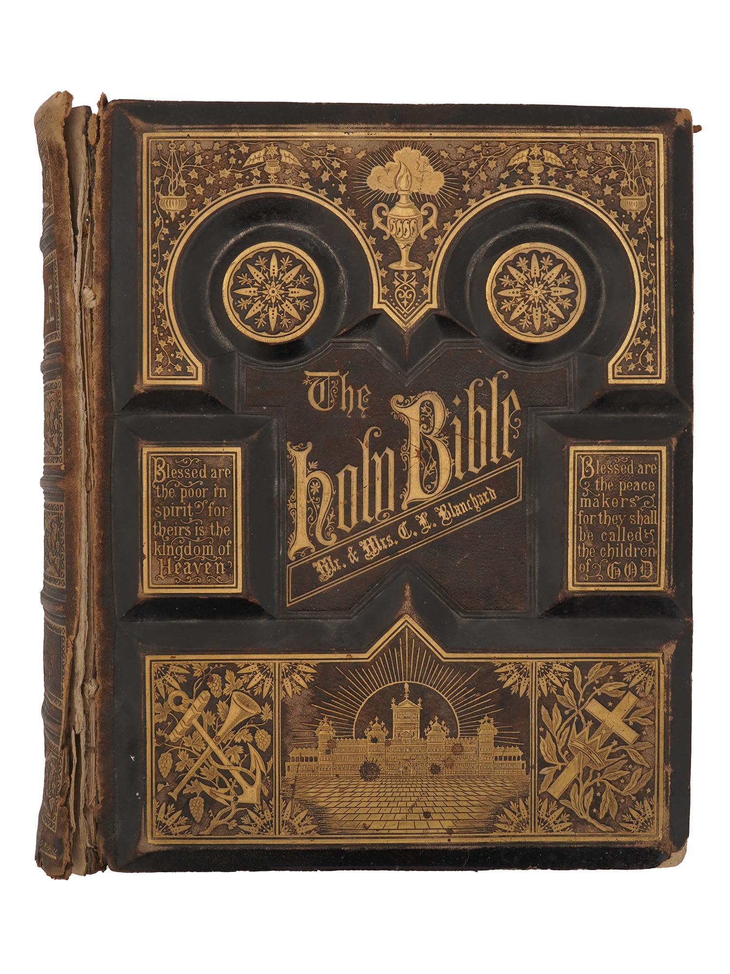 ANTIQUE 19TH CENT PARALLEL BIBLE WI ILLUSTRATIONS (1 of 10)