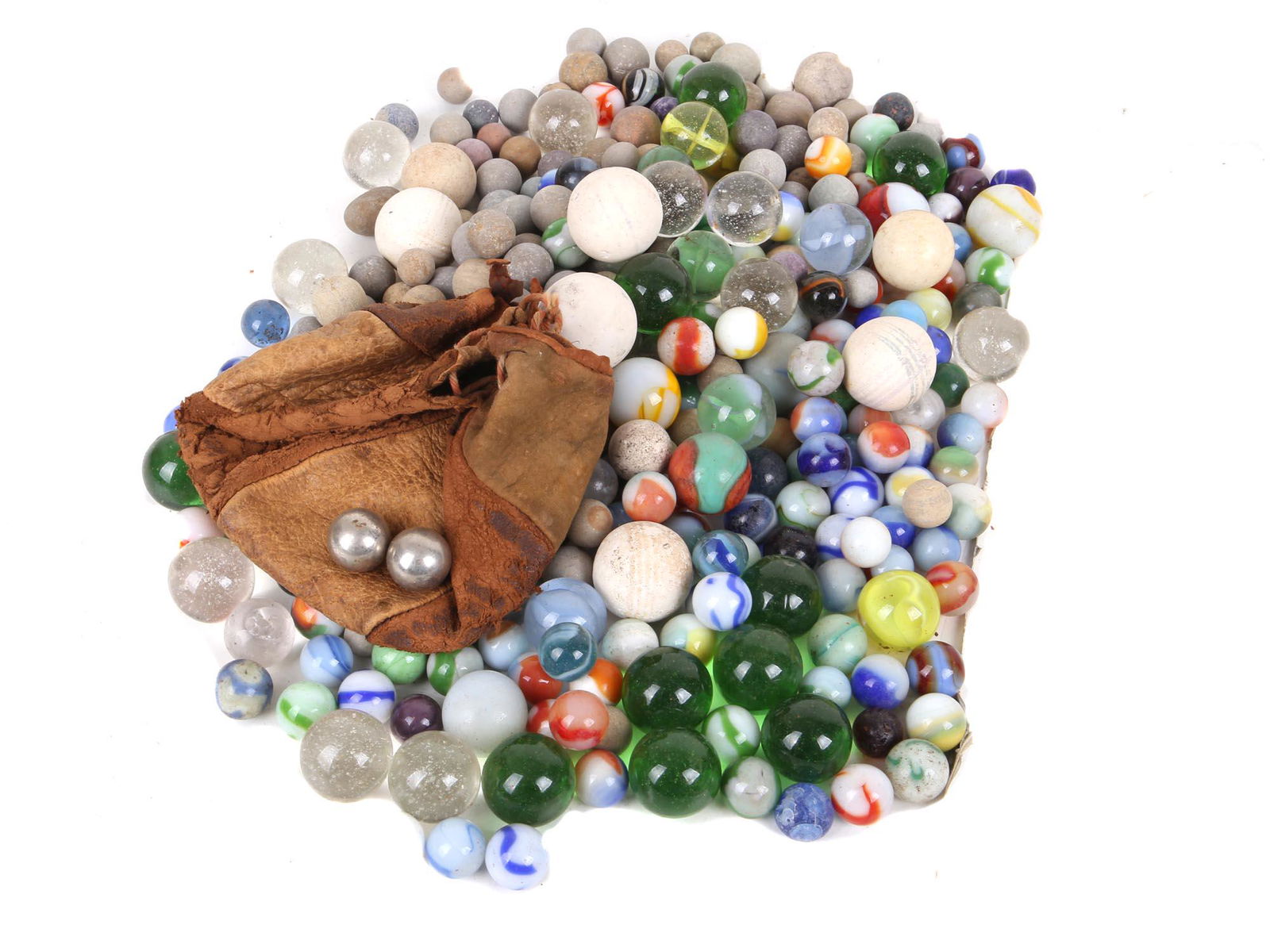 LARGE COLLECTION OF AGATE GLASS PORCELAIN MARBLES (1 of 5)