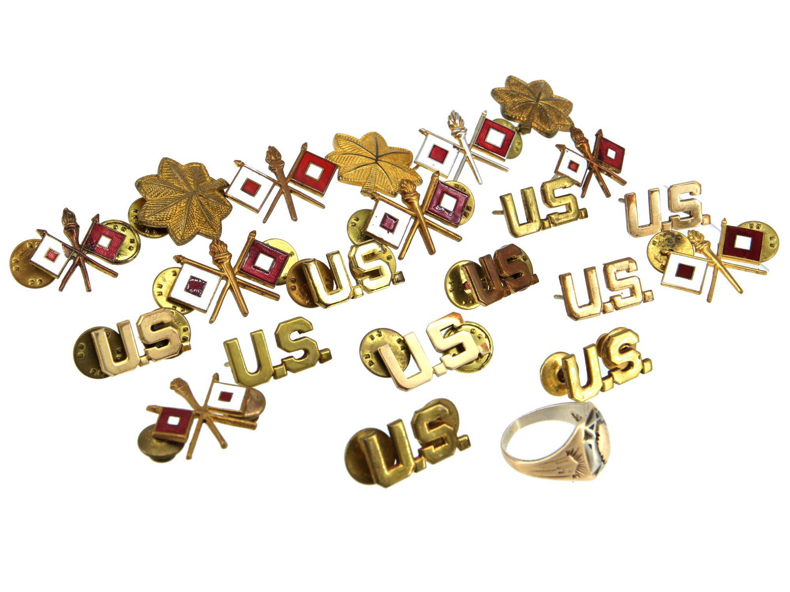 A RING & MILITARY PINS FROM MAJ STELLINGER HOUSE (1 of 8)