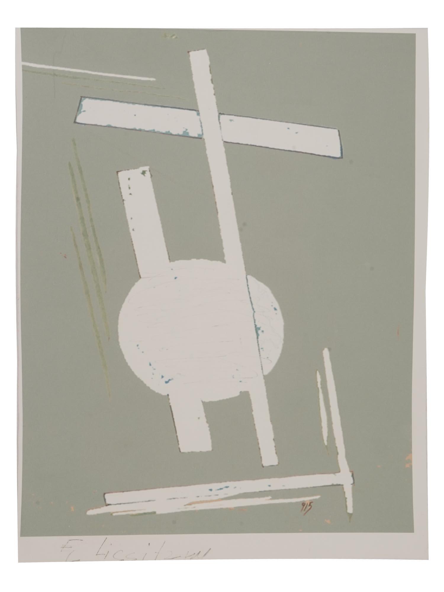 RUSSIAN AVANT GARDE LITHOGRAPH PRINT BY LISSITZKY: Lazar Markovich Lissitzky, known as El Lissitzky, 1890 to 1941, proun lithograph print signed by the artist lower left. Dated 1915. El Lissitzky was a Russian artist, designer, photographer, typograph