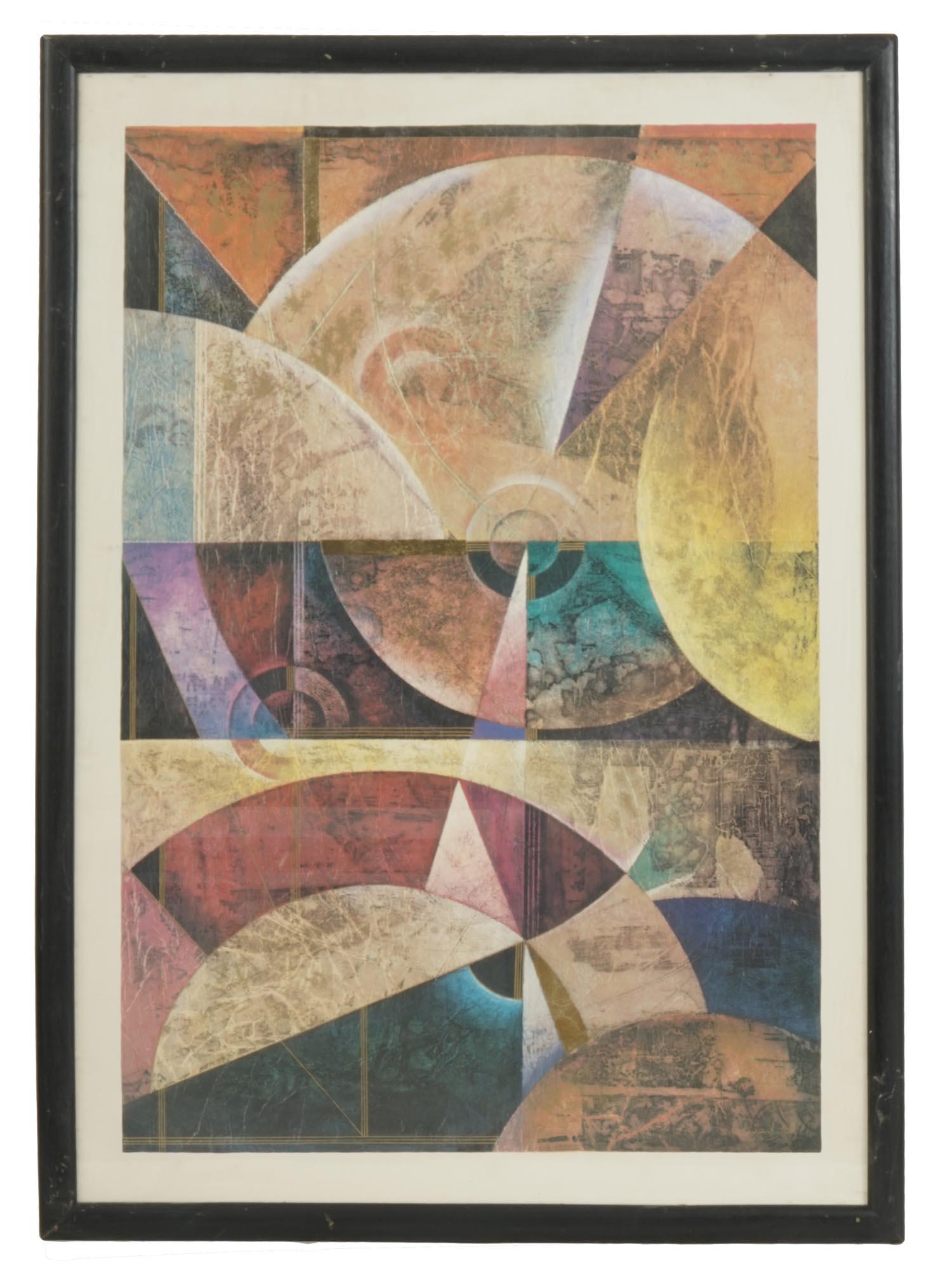 AMERICAN ABSTRACT LITHOGRAPH PRINT RICHARD HALL: Richard Hall, abstract lithograph print. Signed lower right. Matted and framed. Richard Hall, 1860 to 1942, was a Finnish painter who made his career in France, United States and Argentina. Hall is be
