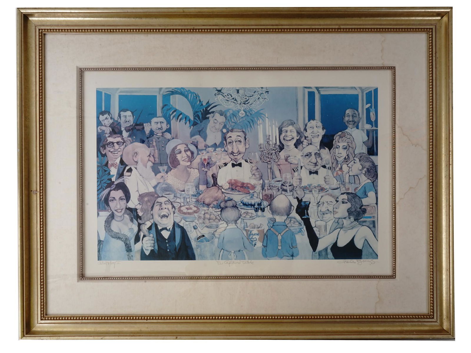 AMERICAN SURREAL LITHOGRAPH BY CHARLES BRAGG: Charles Bragg, American, 1931 to 2017, original color lithograph on paper, The Captains Table. Signed in pencil lower right. Titled in pencil lower to the center. Inscribed in pencil, Artist Proof II,