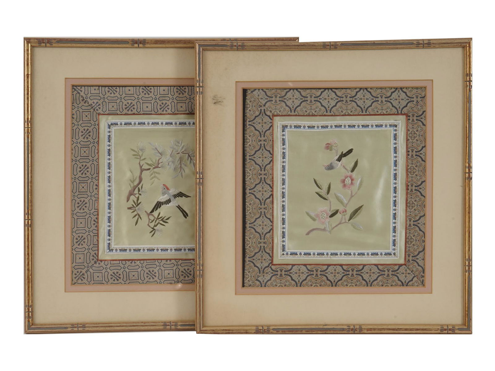 VINTAGE ORIENTAL SILK EMBROIDERY PICTURES FRAMED (1 of 8)