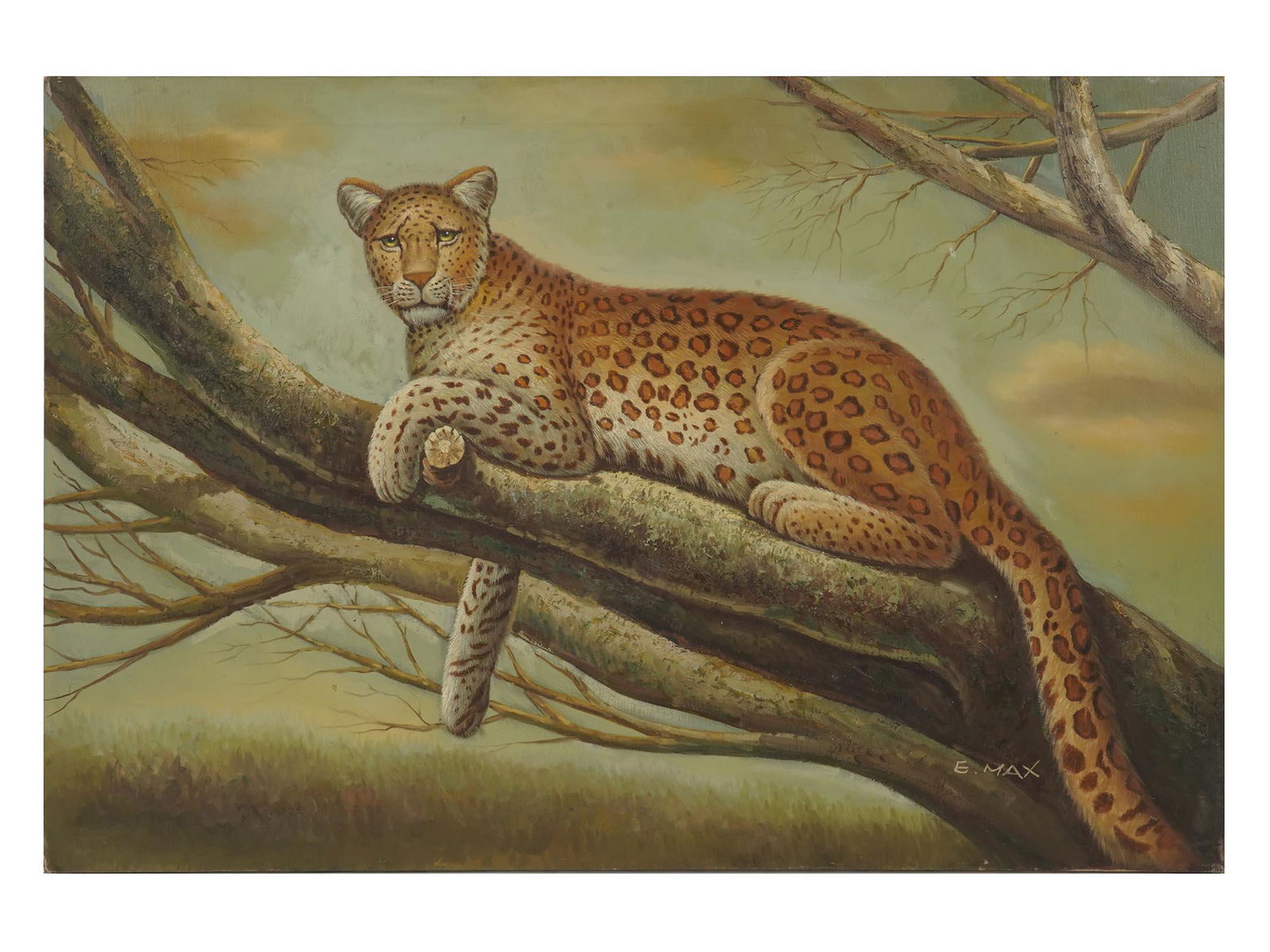 LEOPARD PORTRAIT LANDSCAPE OIL PAINTING BY E MAX (1 of 5)