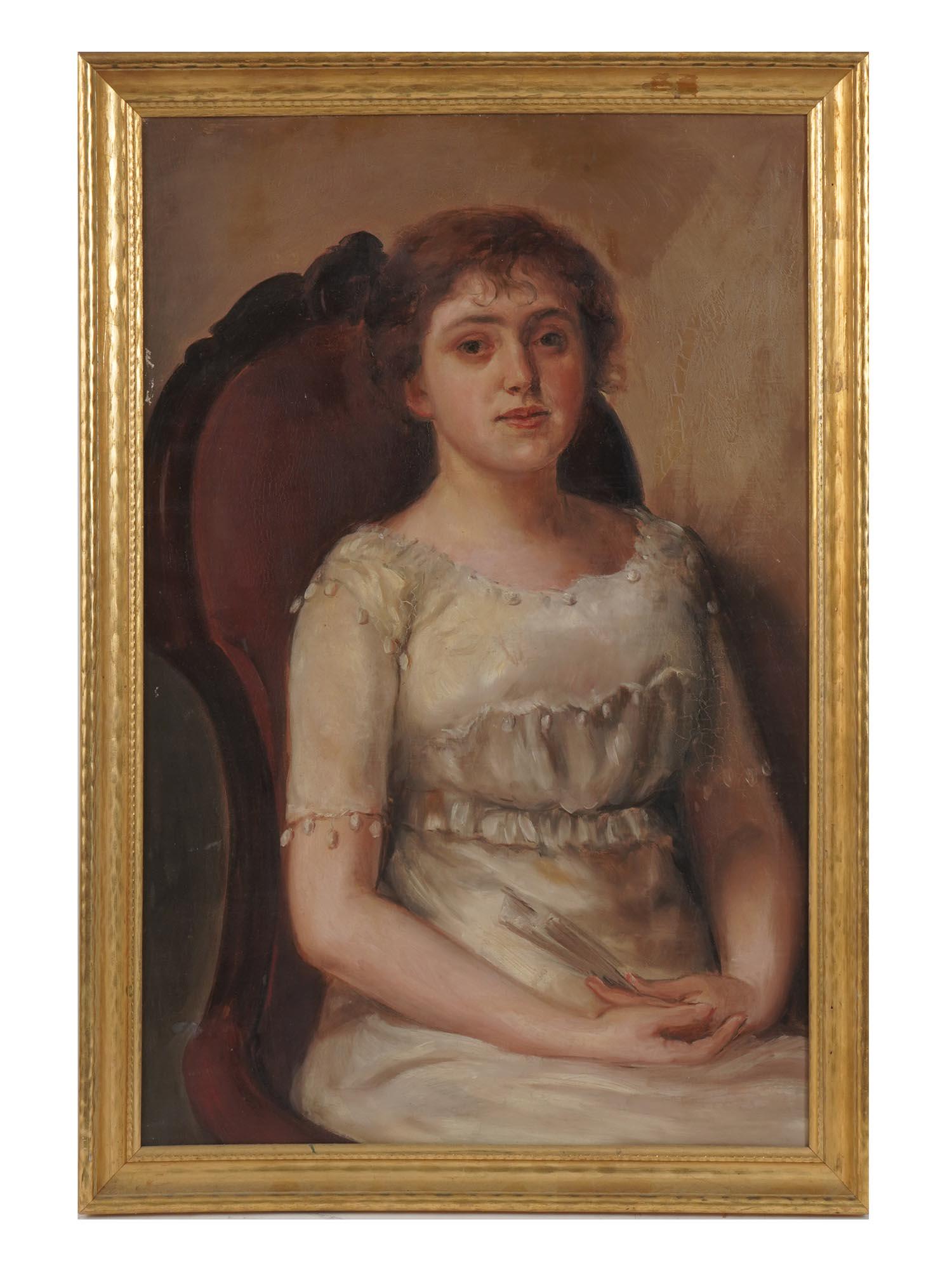 EDWARDIAN STYLE PORTRAIT OF A LADY OIL PAINTING (1 of 6)