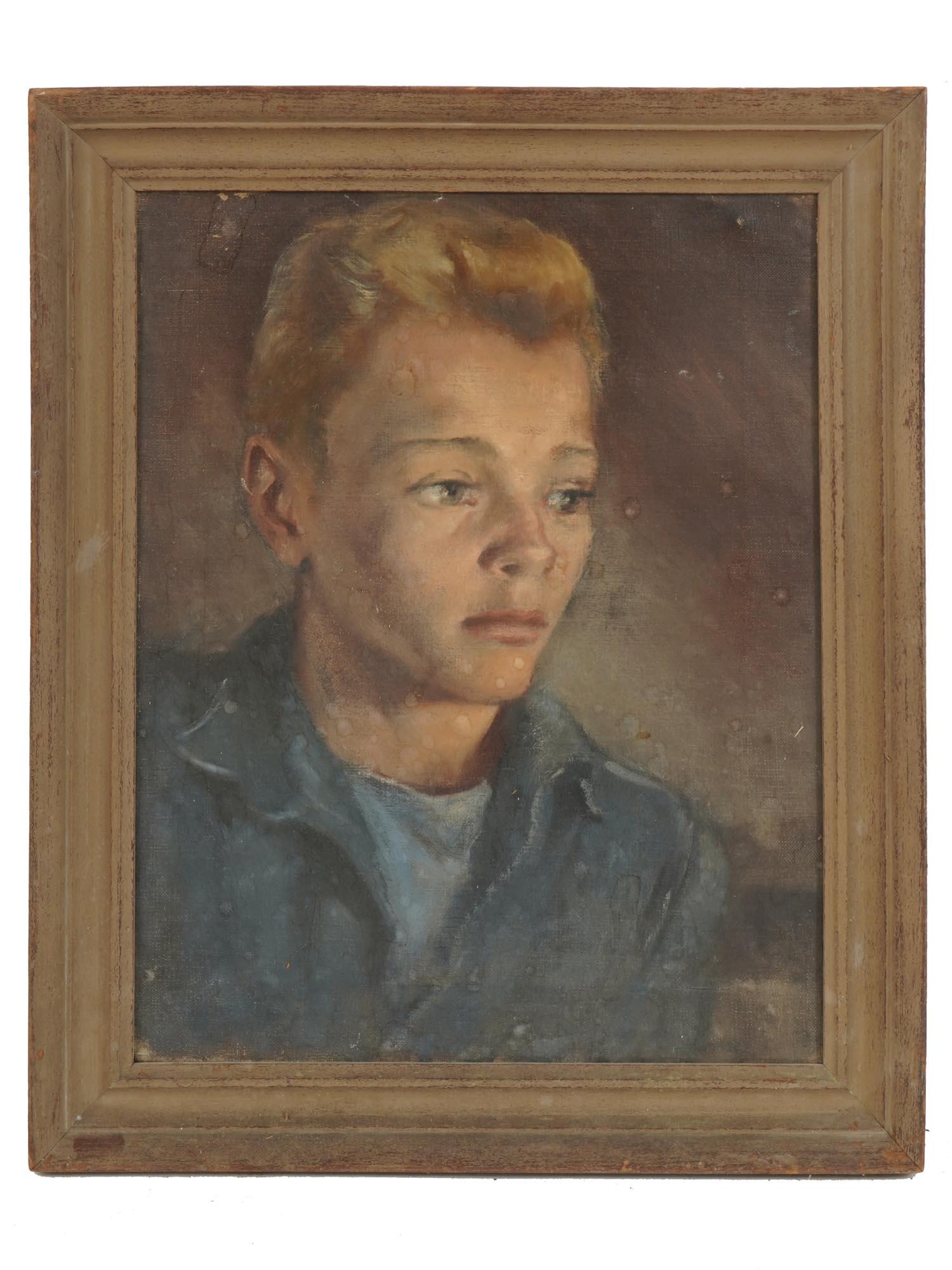 MID CENTURY AMERICAN PORTRAIT PAINTING OF A BOY (1 of 6)