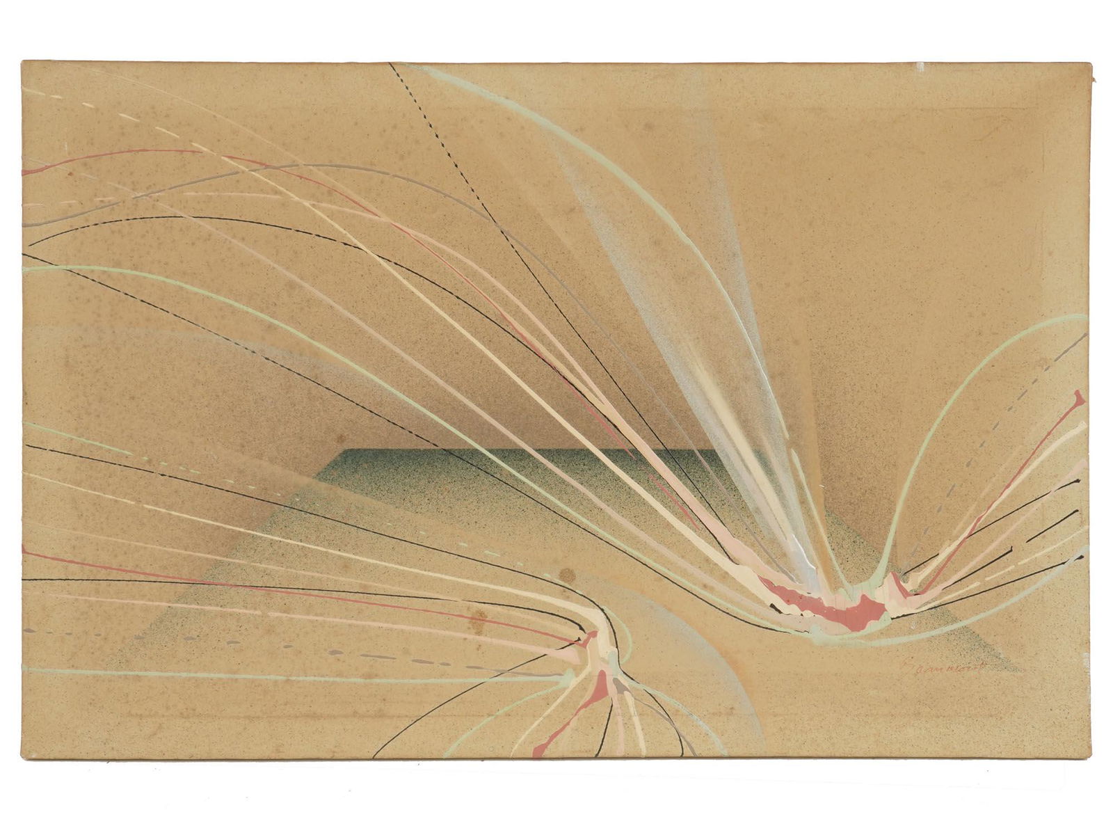 MID CENTURY ABSTRACT OIL PAINTING BY BEAUMONT (1 of 5)