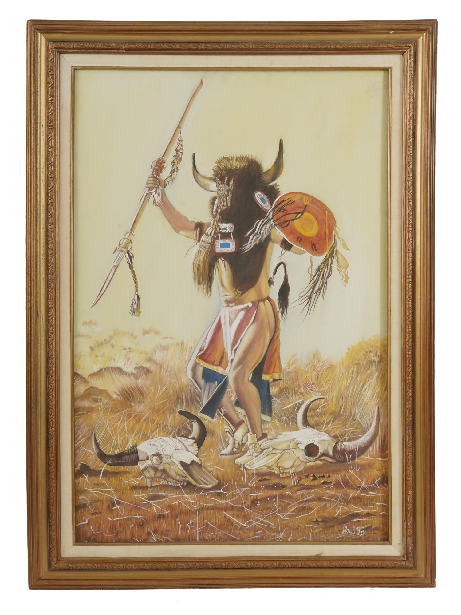 AFTER JAMES BAMA BUFFALO DANCE PAINTING SIGNED (1 of 6)