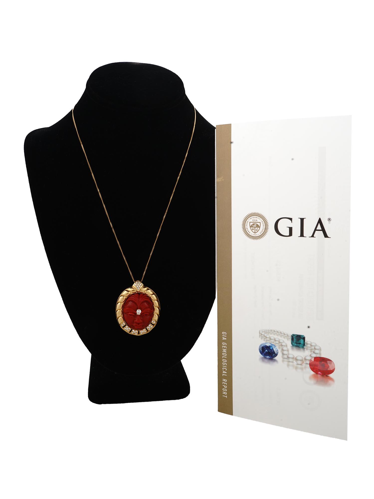 GIA 18K GOLD DIAMOND CORAL NECKLACE W CERTIFICATE (1 of 12)