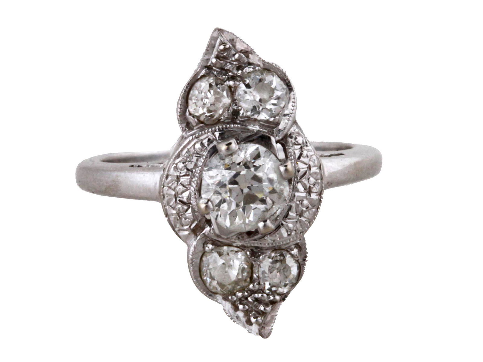 14K GOLD PLATINUM DIAMONDS JEWELRY RING WITH BOX (1 of 7)