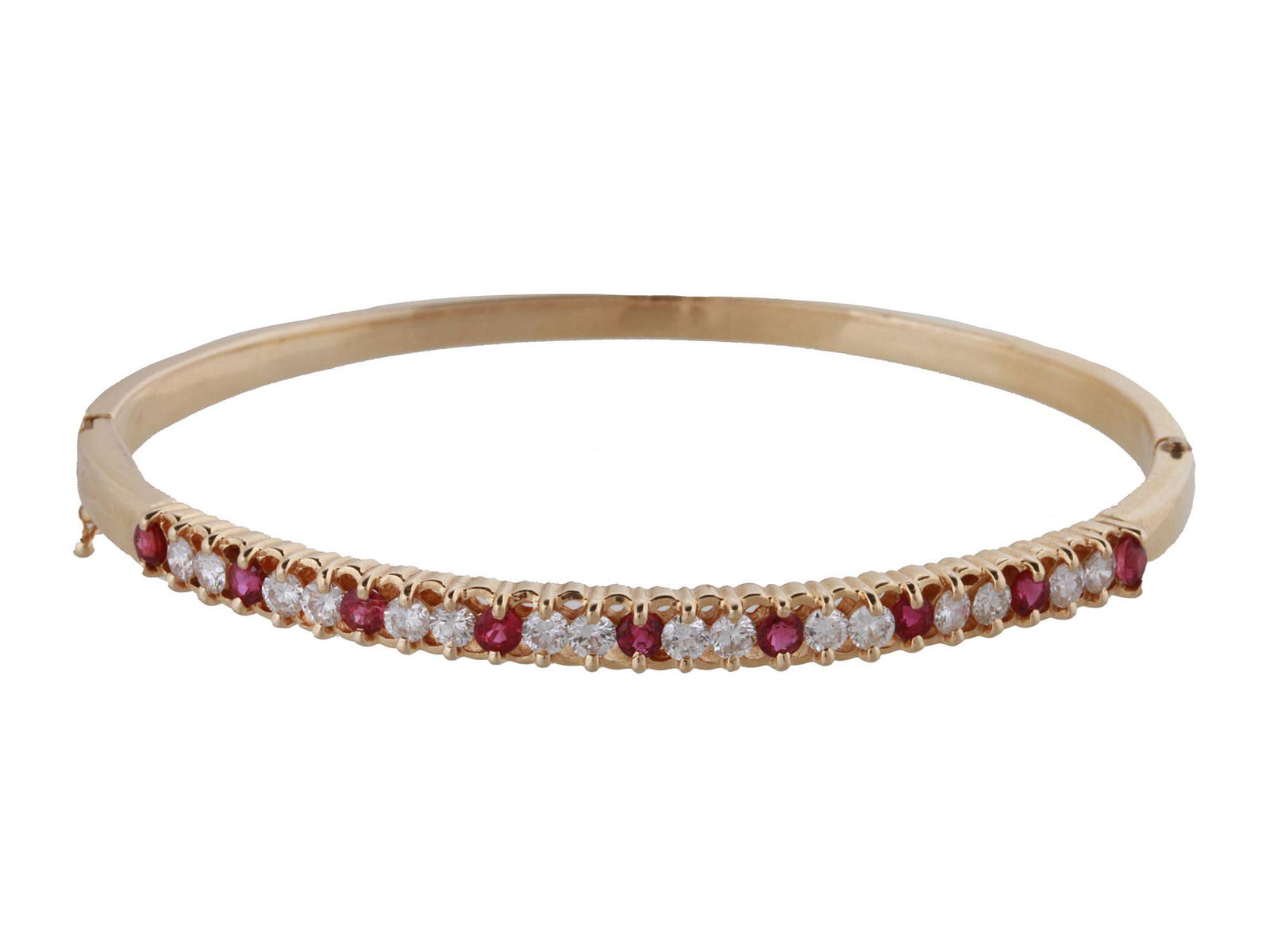 14K GOLD DIAMOND AND RUBY STONES JEWELRY BRACELET (1 of 6)