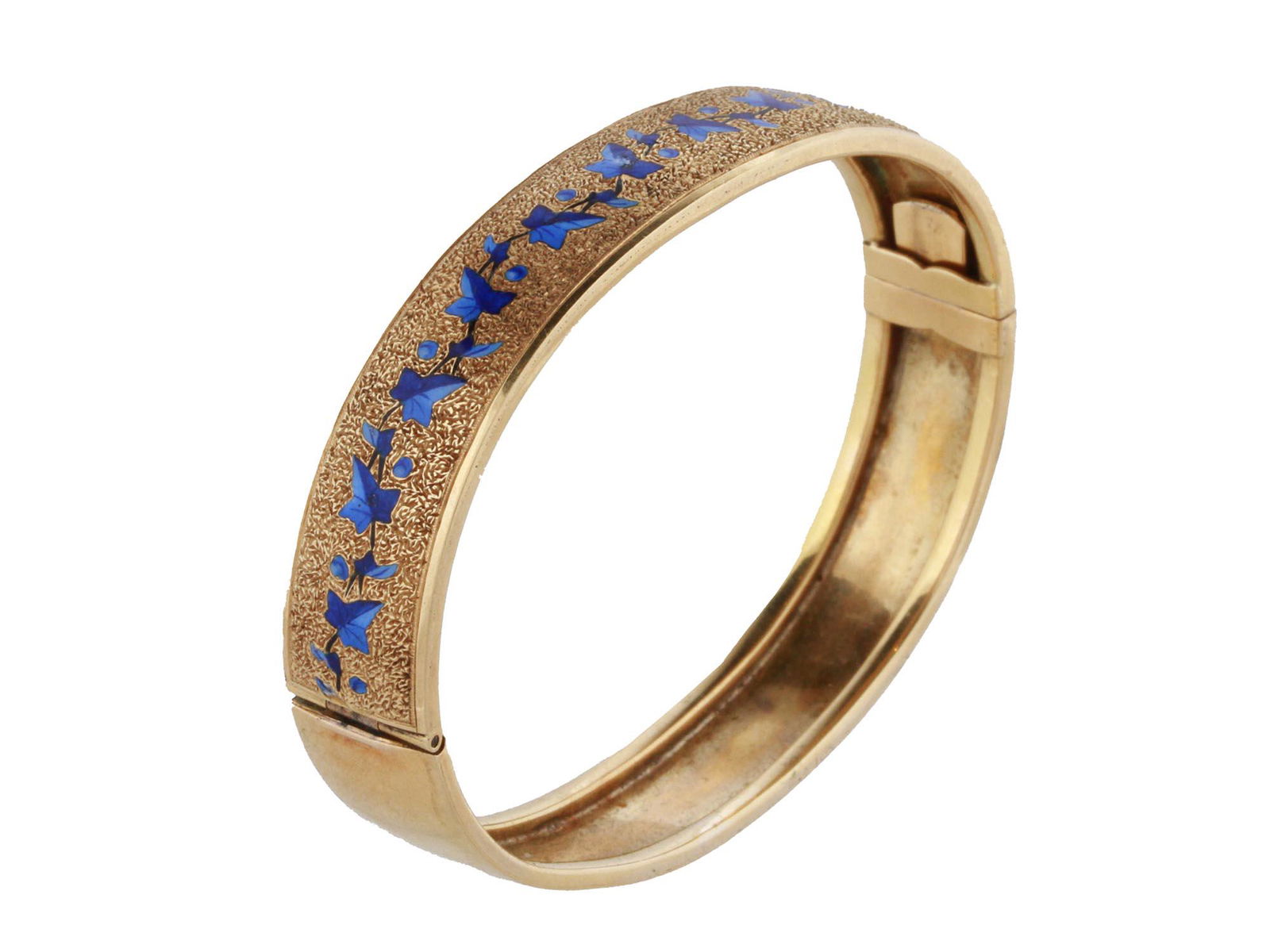 RUSSIAN 56K GOLD FOLIAGE ENAMEL BRACELET W CASE (1 of 9)