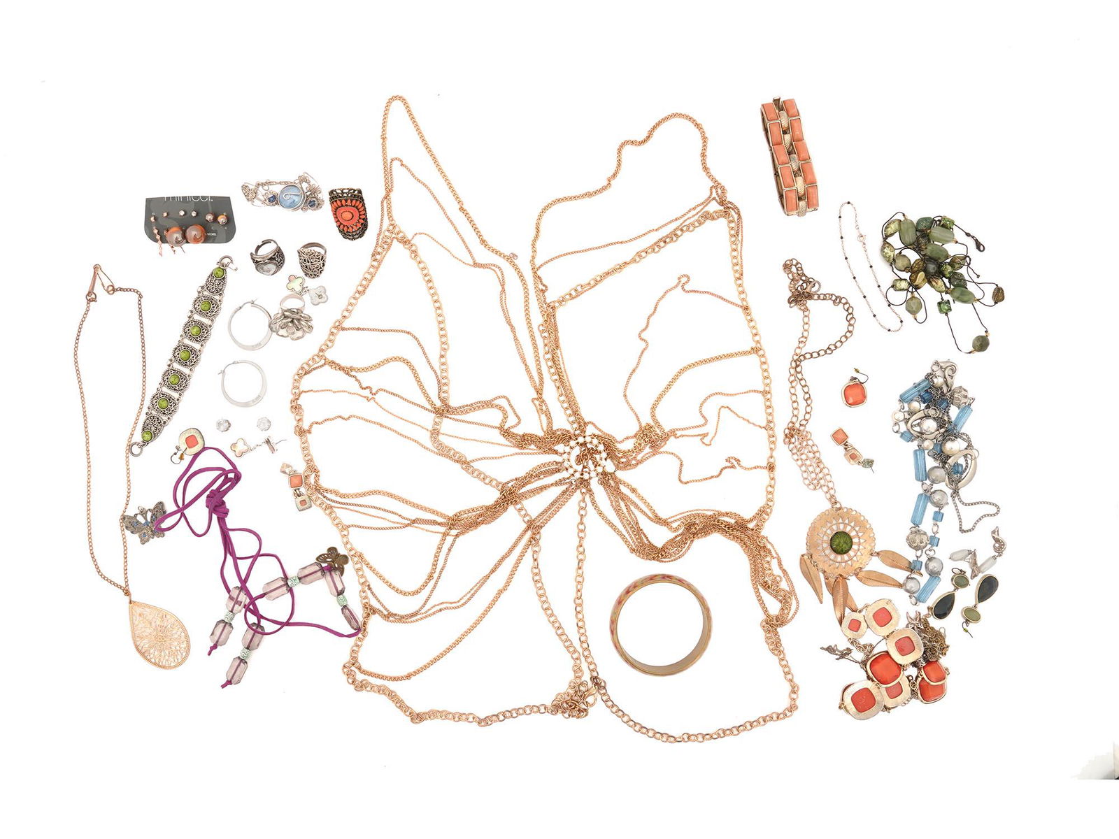 VINTAGE JEWELRY GEMSTONE NECKLACES AND EARRINGS (1 of 6)