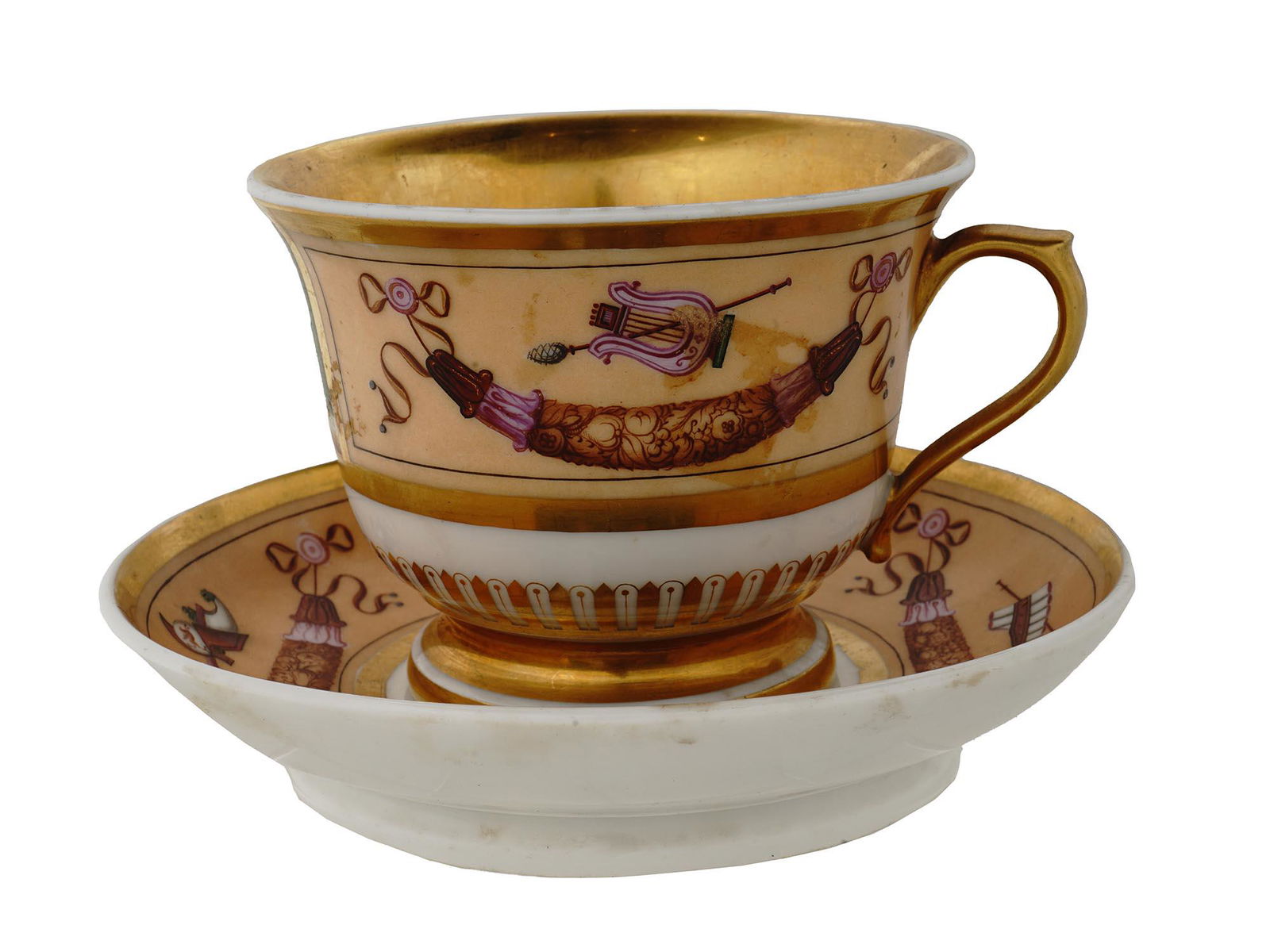 ANTIQUE RUSSIAN PORCELAIN TEA SET OF CUP AND SAUCER (1 of 9)