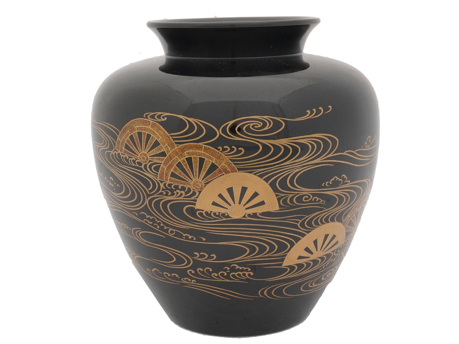 JAPANESE LACQUER IKEBANA VASE W. METAL INSERT IOB (1 of 10)