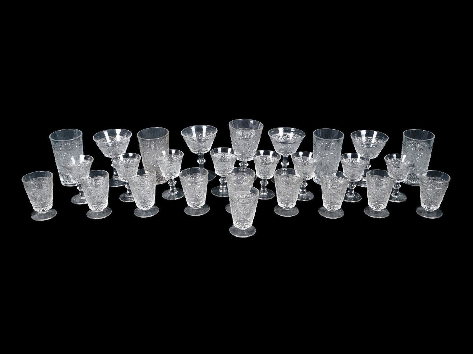 SANDWICH CLEAR PRESSED GLASS DRINKWARE BY COLONY (1 of 11)