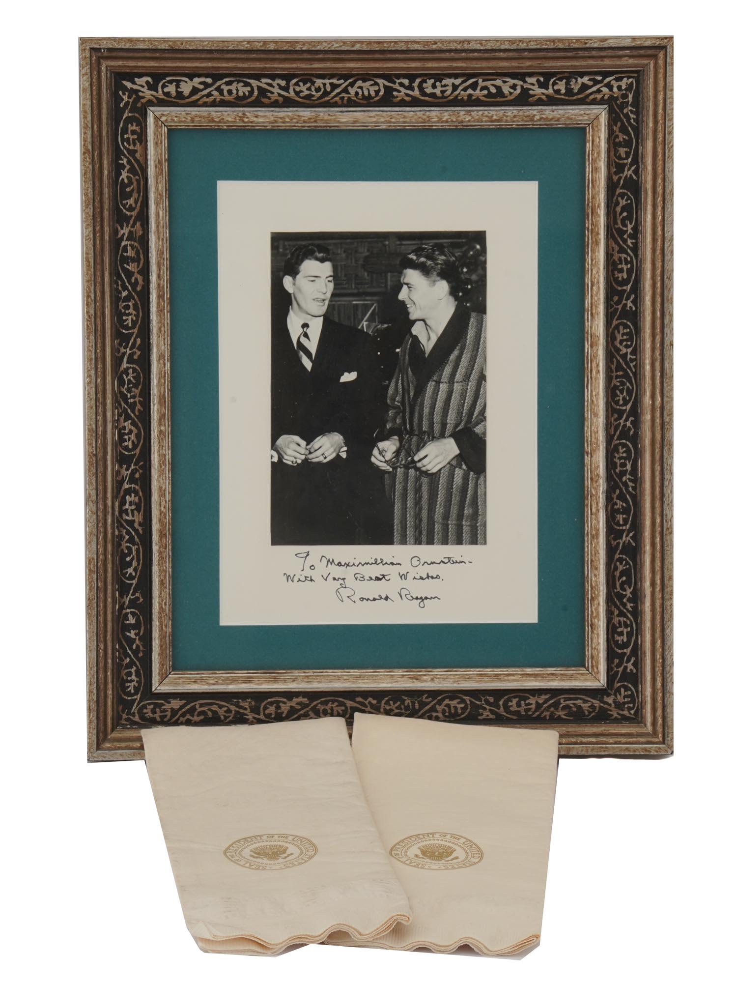 RONALD REAGAN AUTOGRAPH AND WHITE HOUSE NAPKINS (1 of 9)